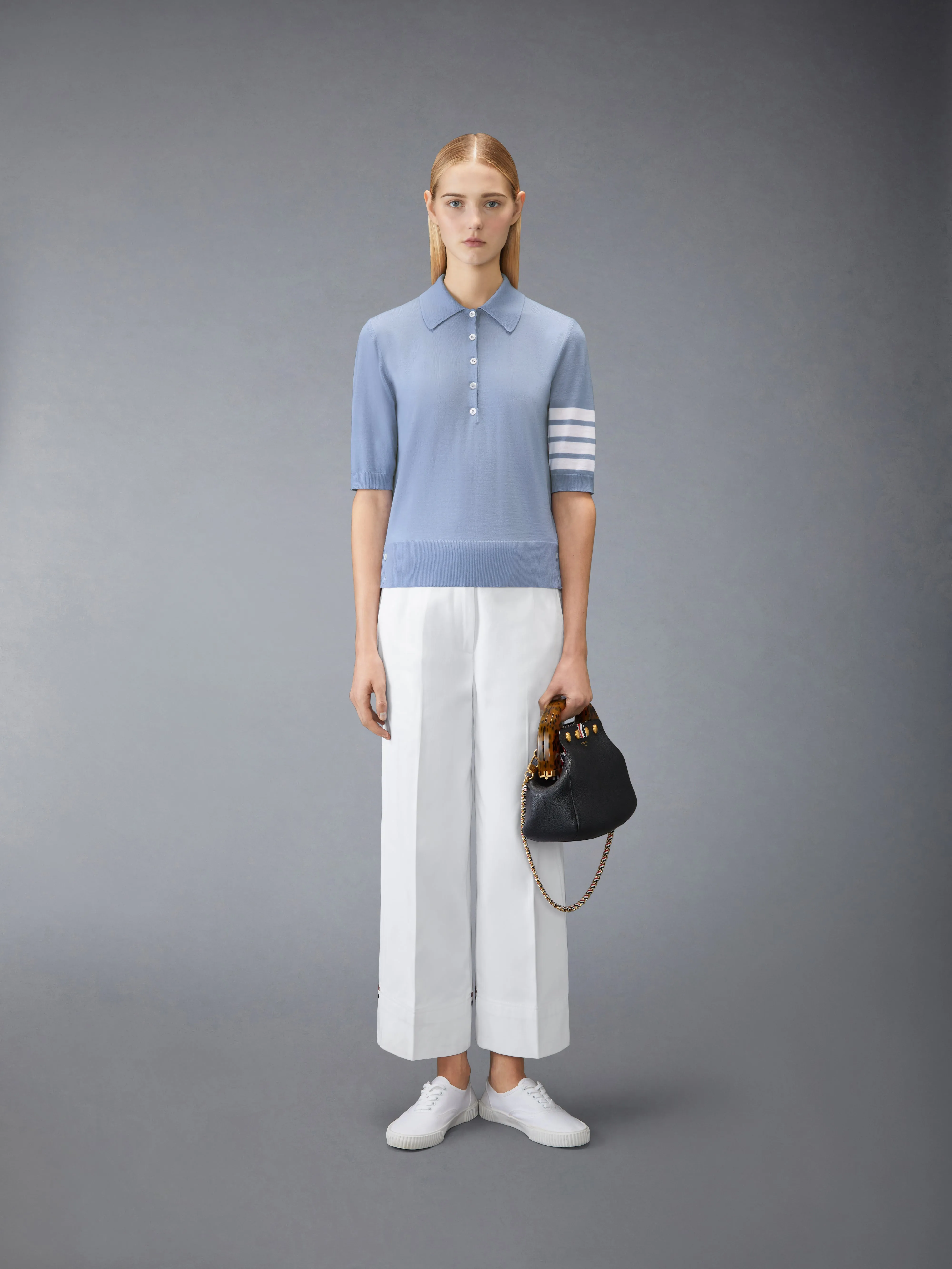 WOOL 4-BAR RELAXED POLO sold by Thom Browne product image thumbnail 3