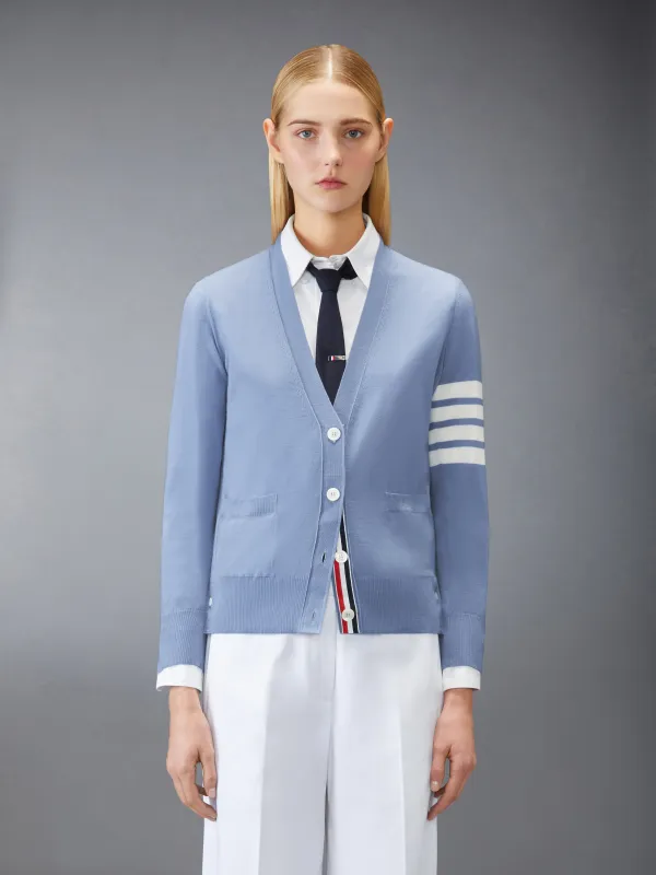 MERINO WOOL 4-BAR RELAXED FIT V-NECK CARDIGAN made by Thom Browne