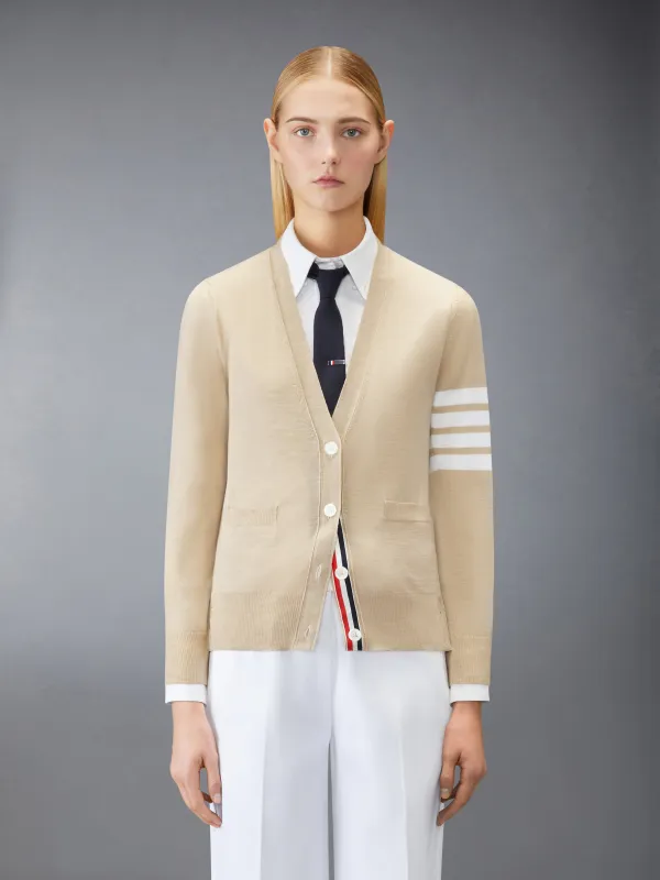 MERINO WOOL 4-BAR RELAXED FIT V-NECK CARDIGAN made by Thom Browne