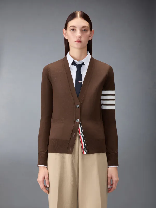 MERINO WOOL 4-BAR RELAXED FIT V-NECK CARDIGAN made by Thom Browne