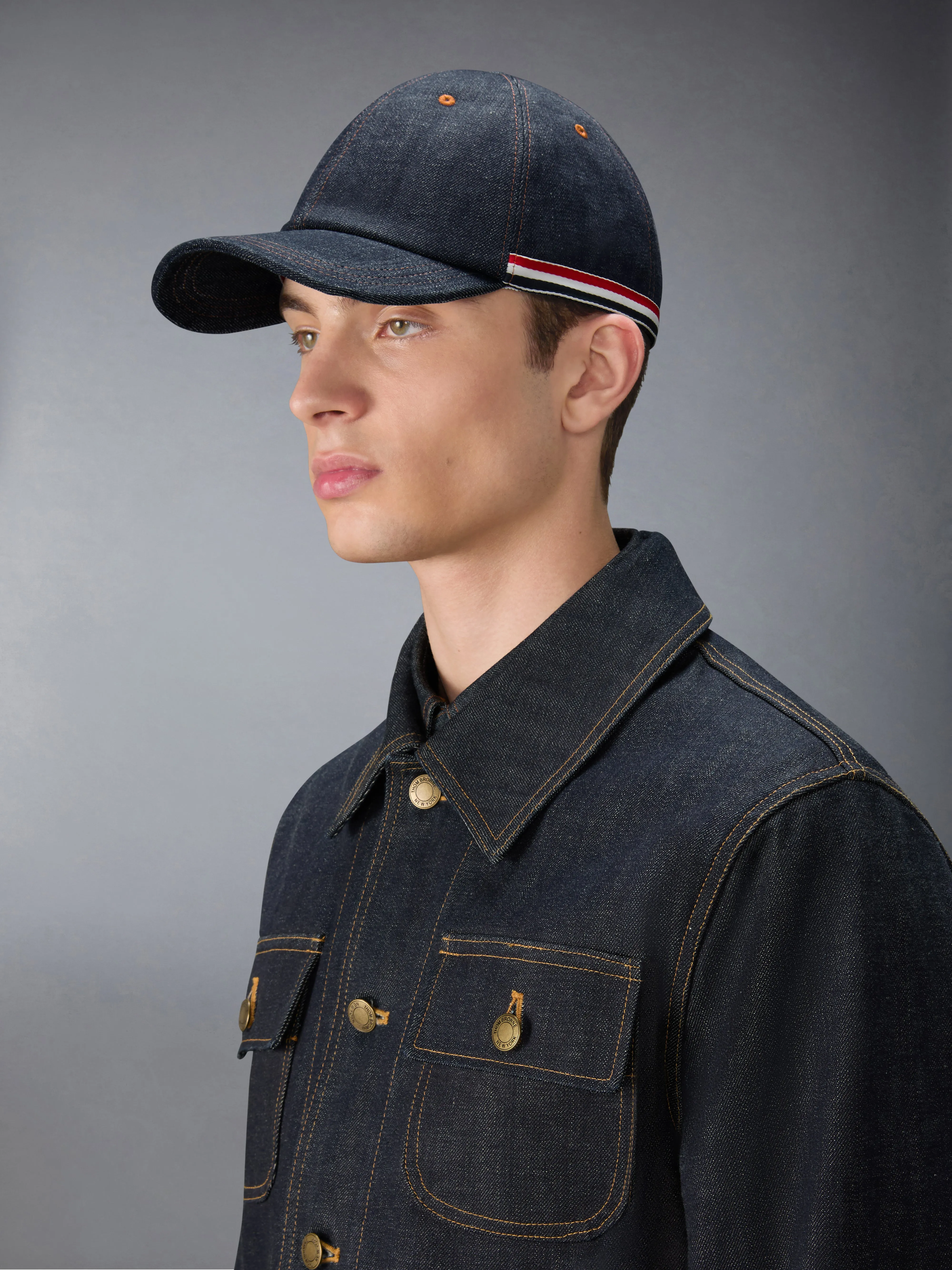 SELVEDGE DENIM BASEBALL CAP sold by Thom Browne product image thumbnail 2
