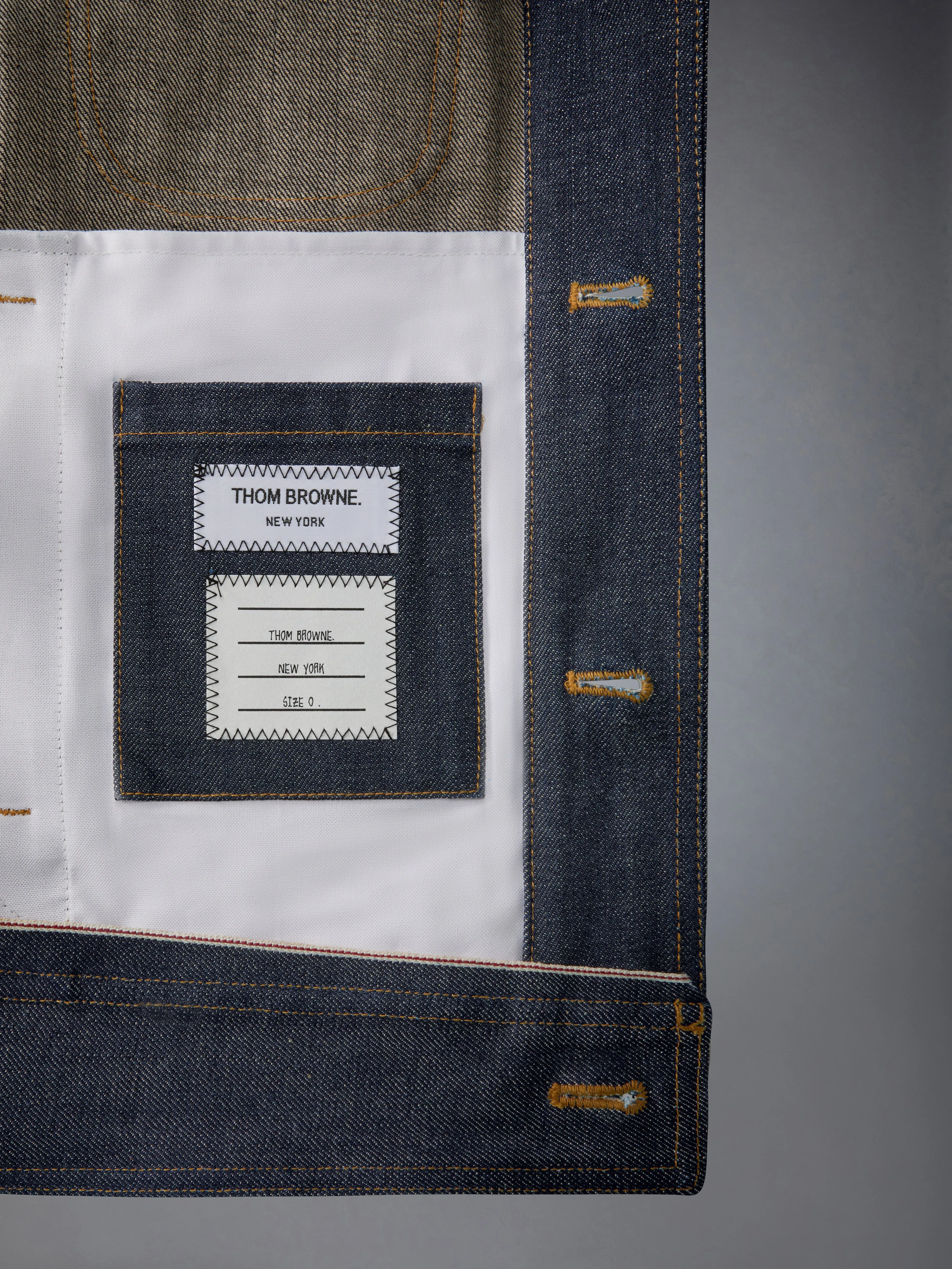 SELVEDGE DENIM BACKSTRAP UTILITY JACKET sold by Thom Browne product image thumbnail 4