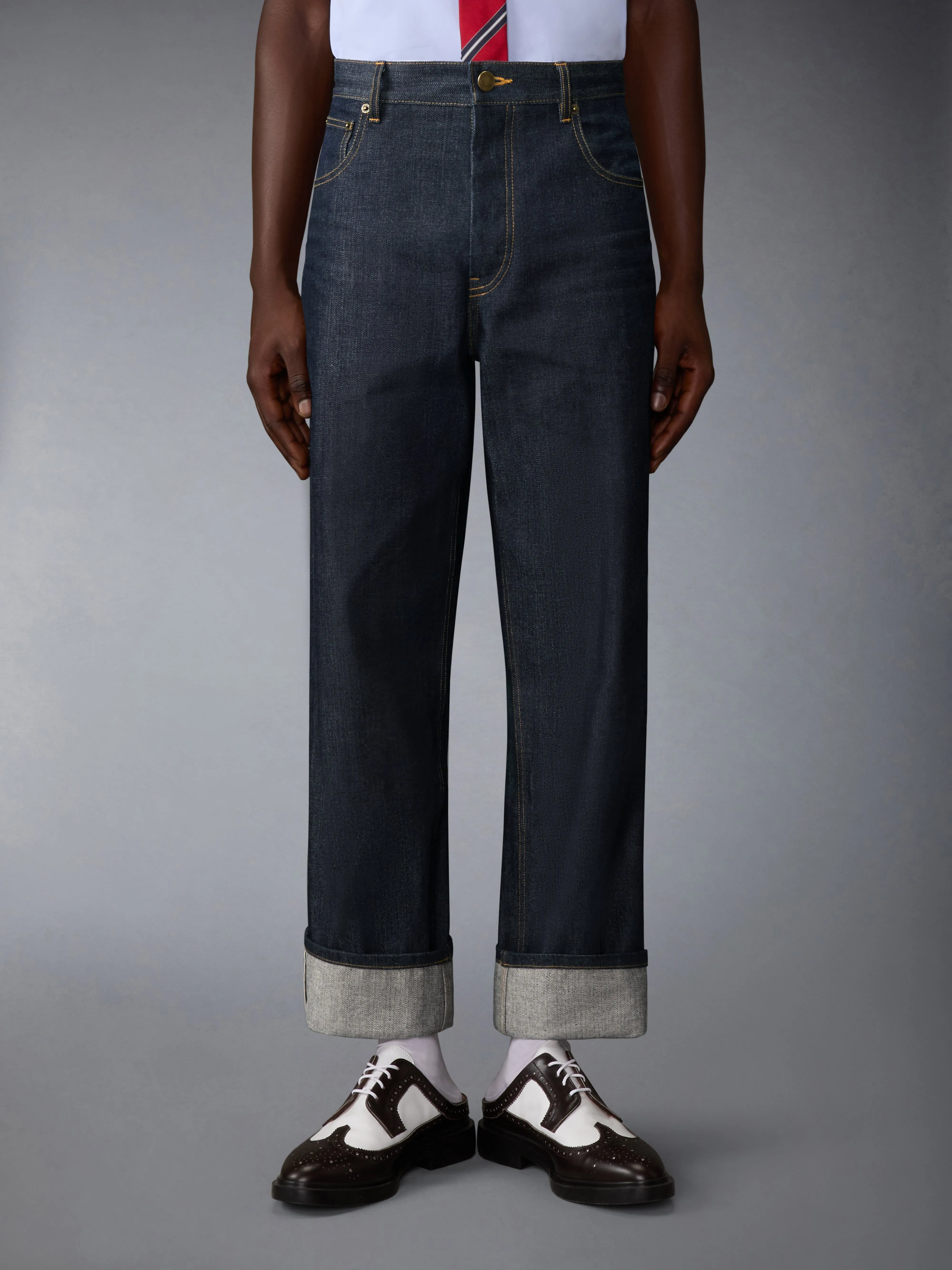 SELVEDGE DENIM 5-POCKET TROUSER sold by Thom Browne