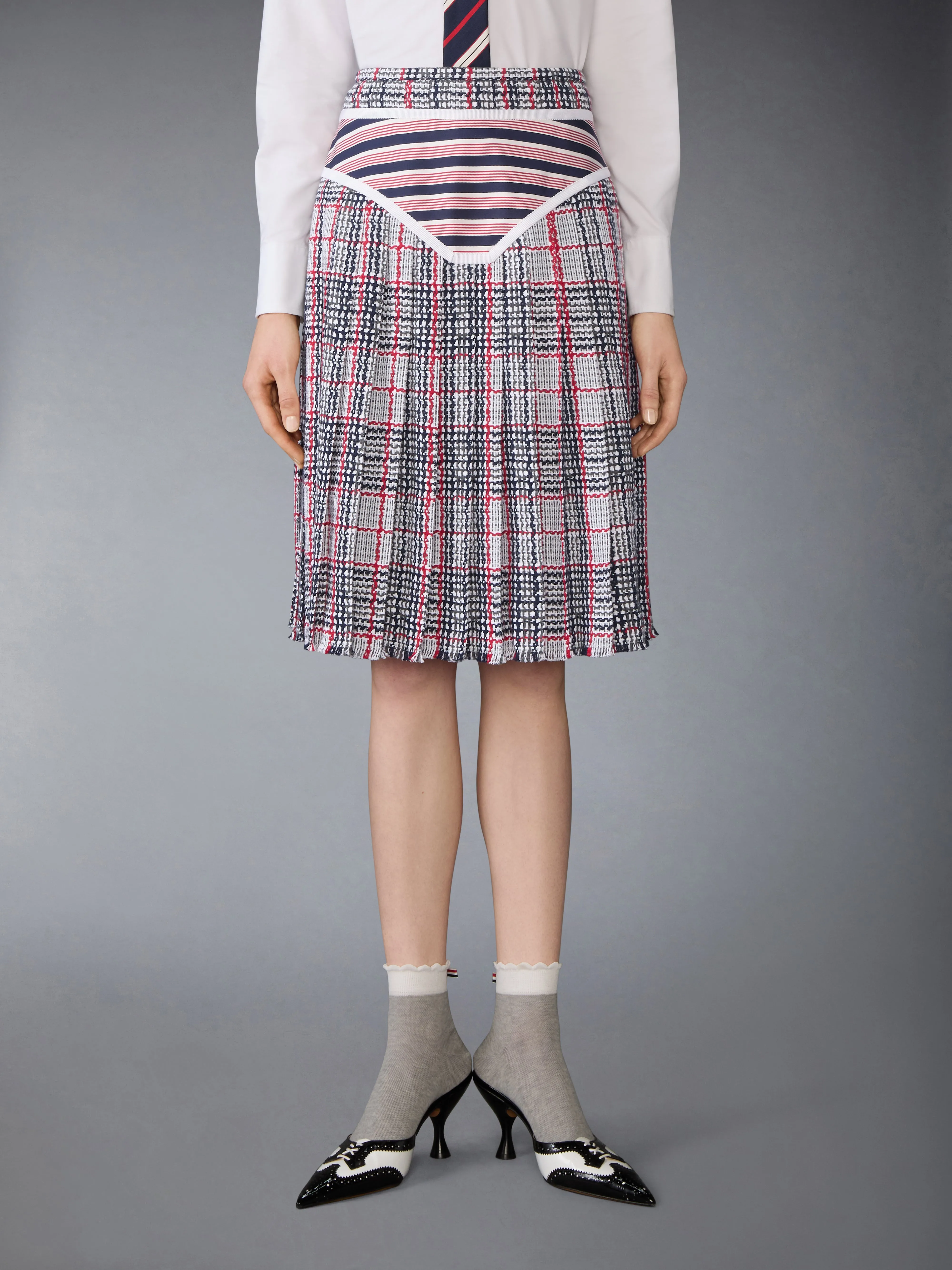 SUMMER TWEED TROMPE L’ŒIL BIKINI FRAYED SKIRT sold by Thom Browne