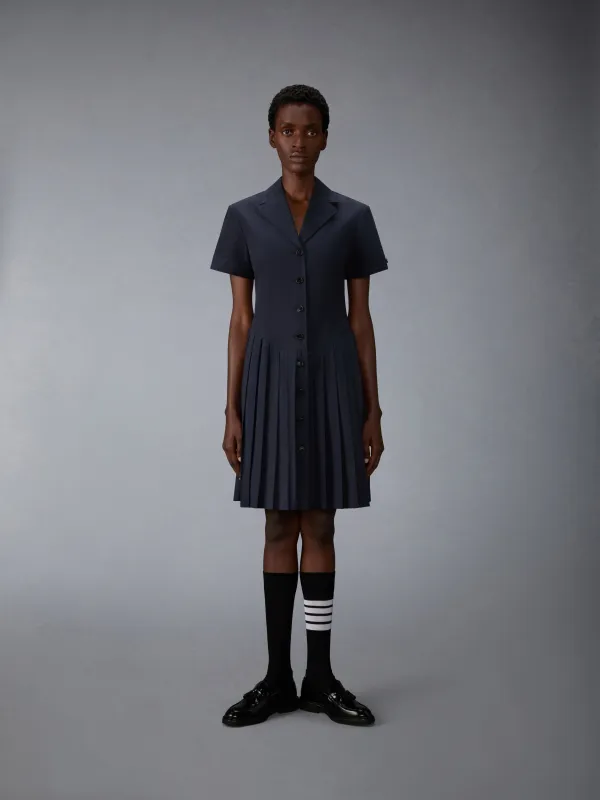 LAPEL COLLAR PLEATED DRESS sold by Thom Browne
