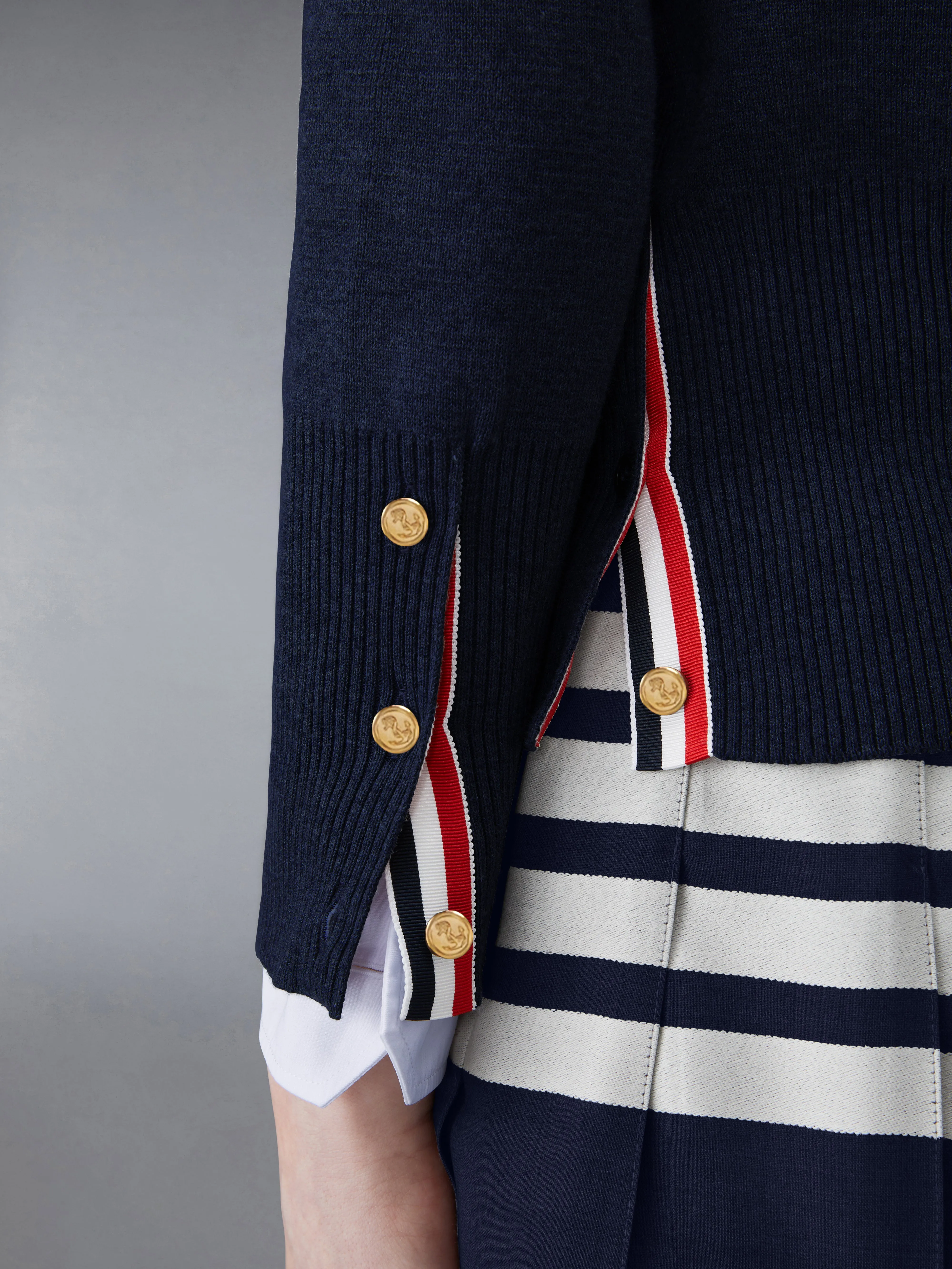 COTTON CREPE MILANO 4-BAR CARDIGAN sold by Thom Browne product image thumbnail 5