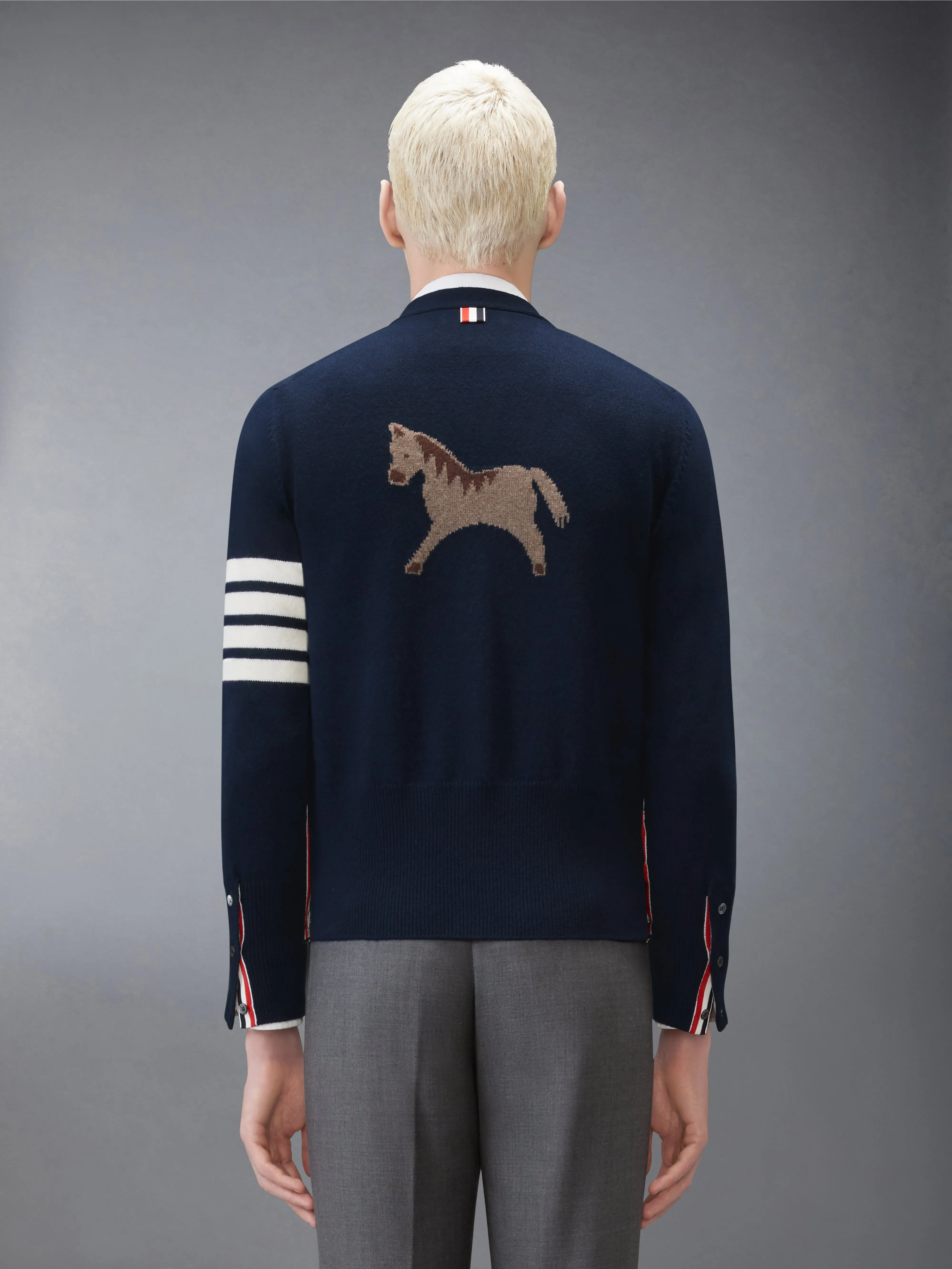 LUNAR NEW YEAR WOOL 4-BAR INTARSIA CARDIGAN sold by Thom Browne product image thumbnail 2