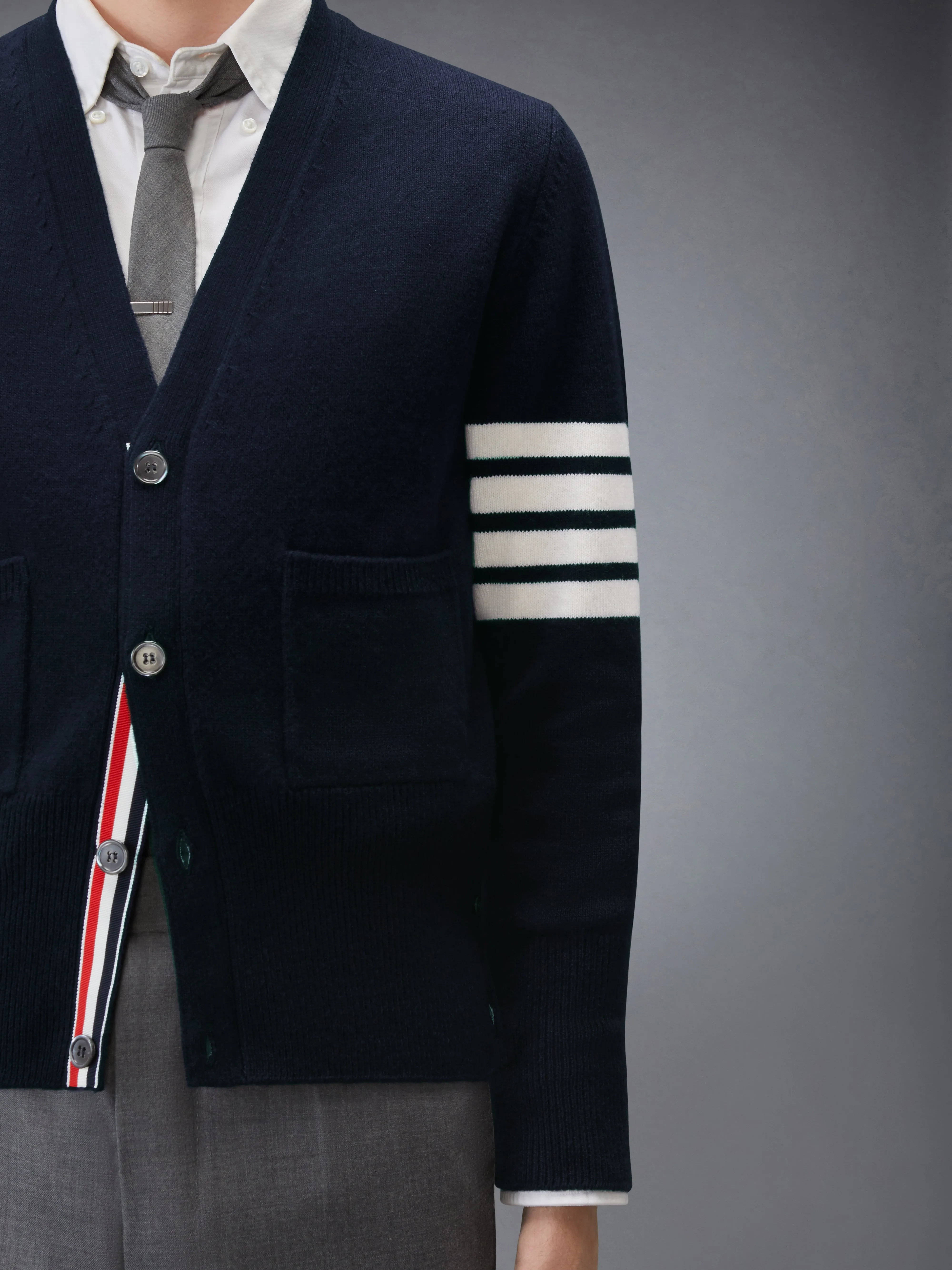 LUNAR NEW YEAR WOOL 4-BAR INTARSIA CARDIGAN sold by Thom Browne product image thumbnail 5