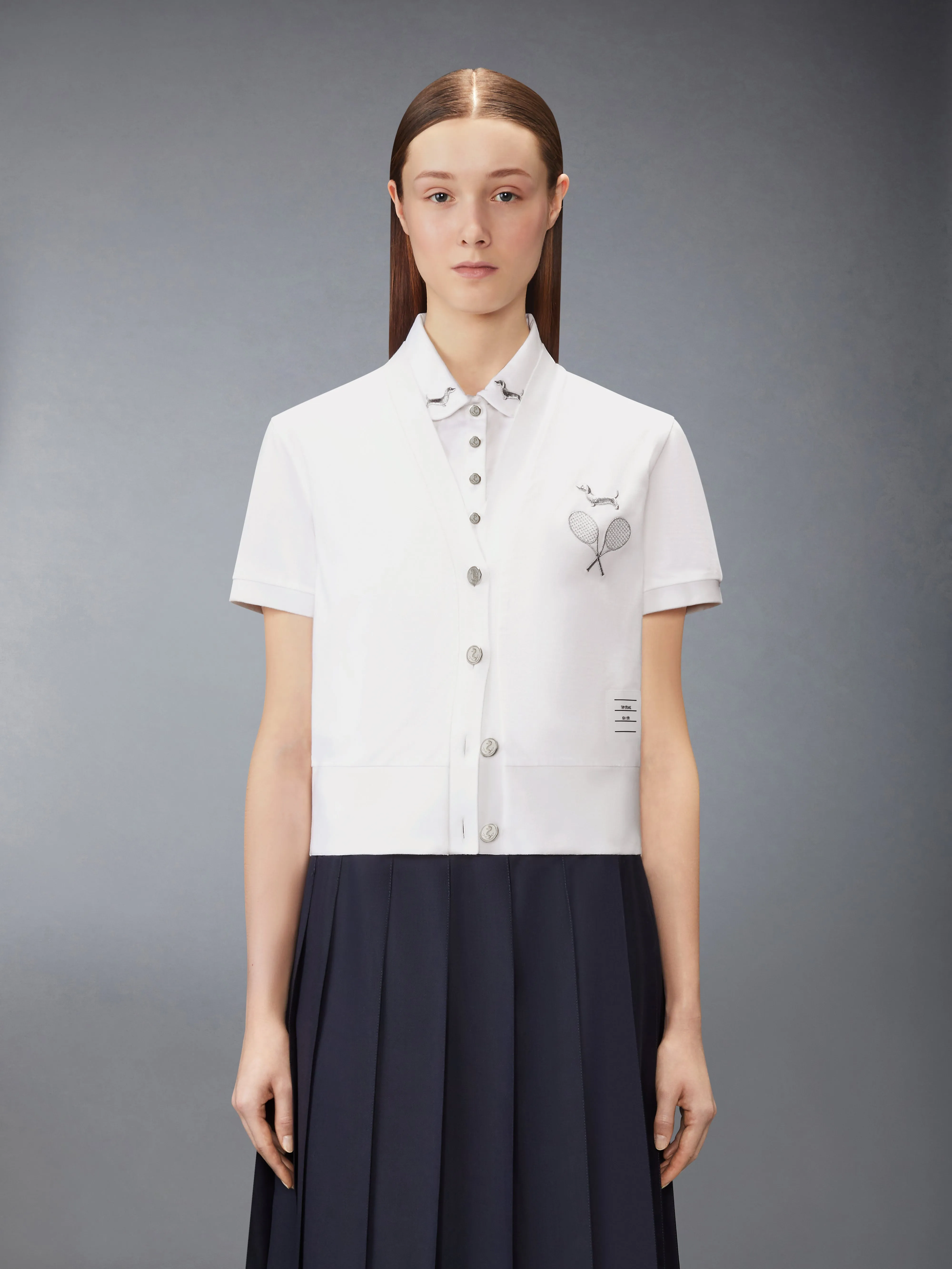 JERSEY EMBROIDERY CARDIGAN sold by Thom Browne