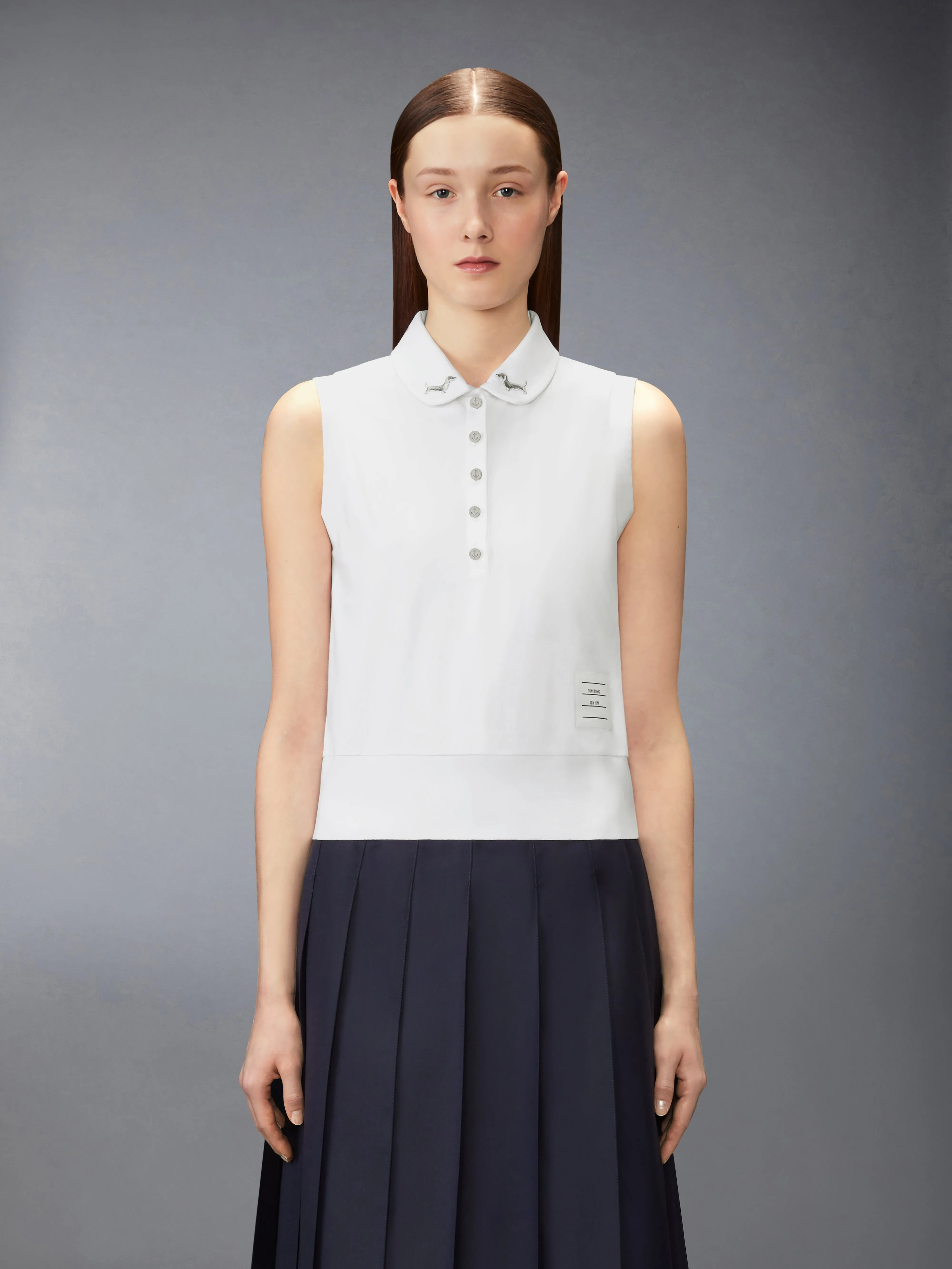JERSEY EMBROIDERY SLEEVELESS POLO sold by Thom Browne product image thumbnail 2
