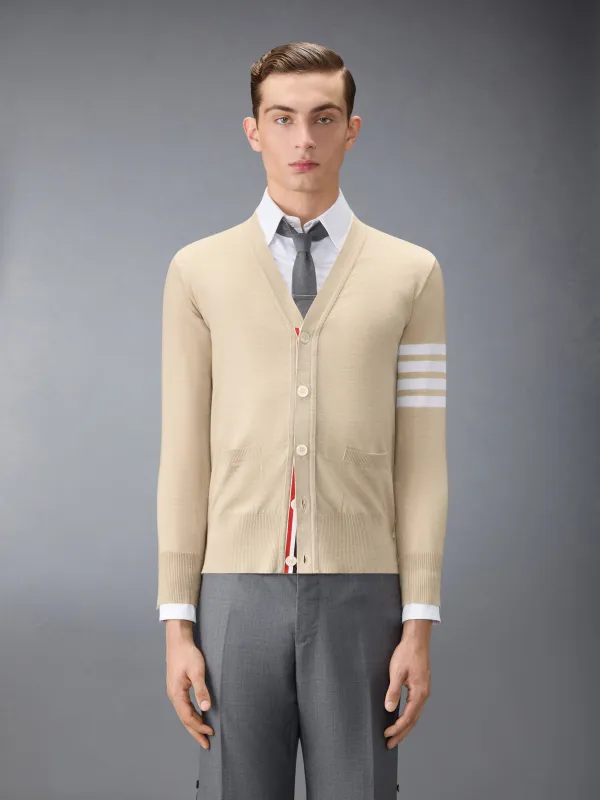 MERINO WOOL 4-BAR CLASSIC V-NECK CARDIGAN sold by Thom Browne