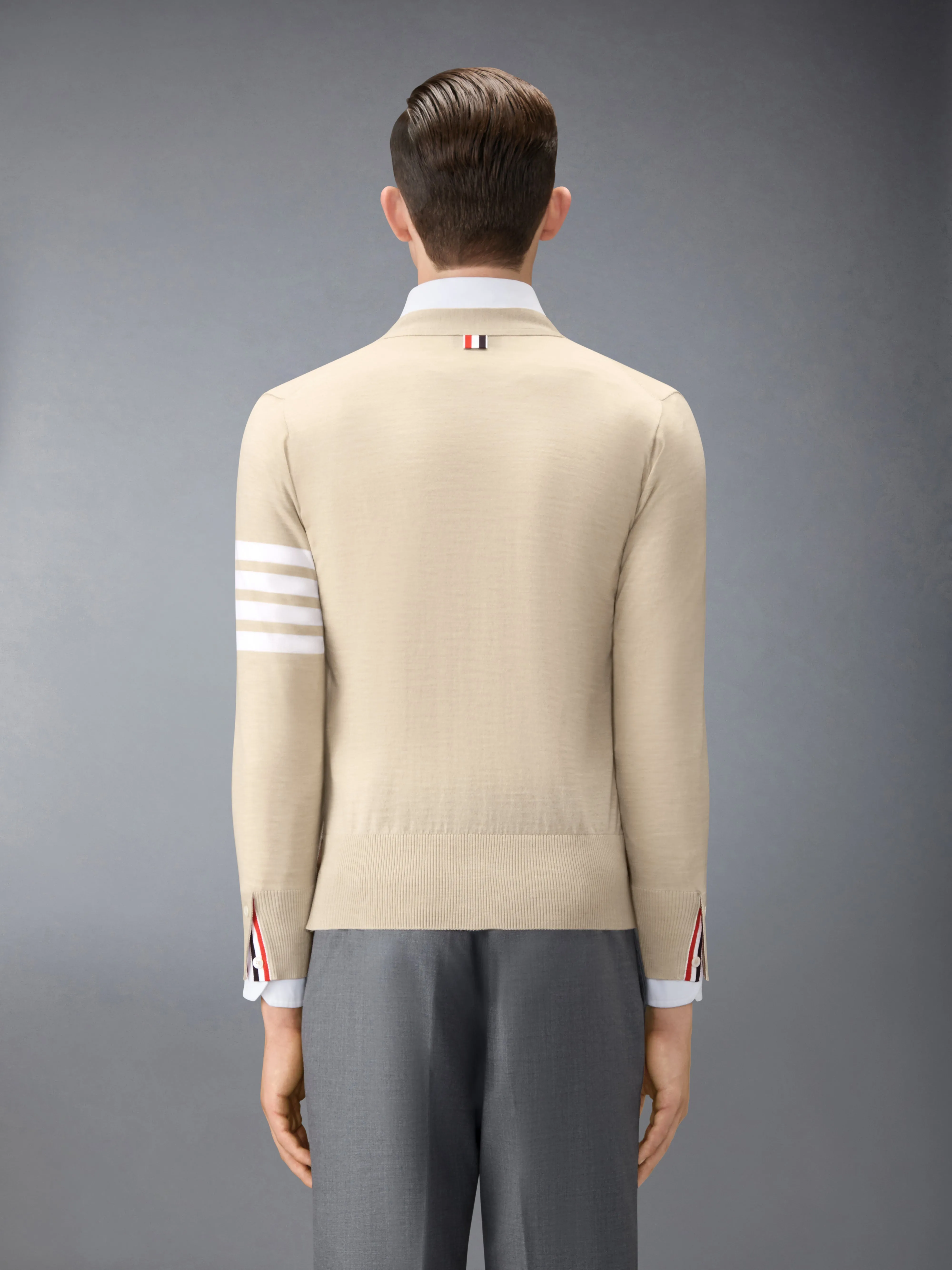 MERINO WOOL 4-BAR CLASSIC V-NECK CARDIGAN sold by Thom Browne product image thumbnail 2