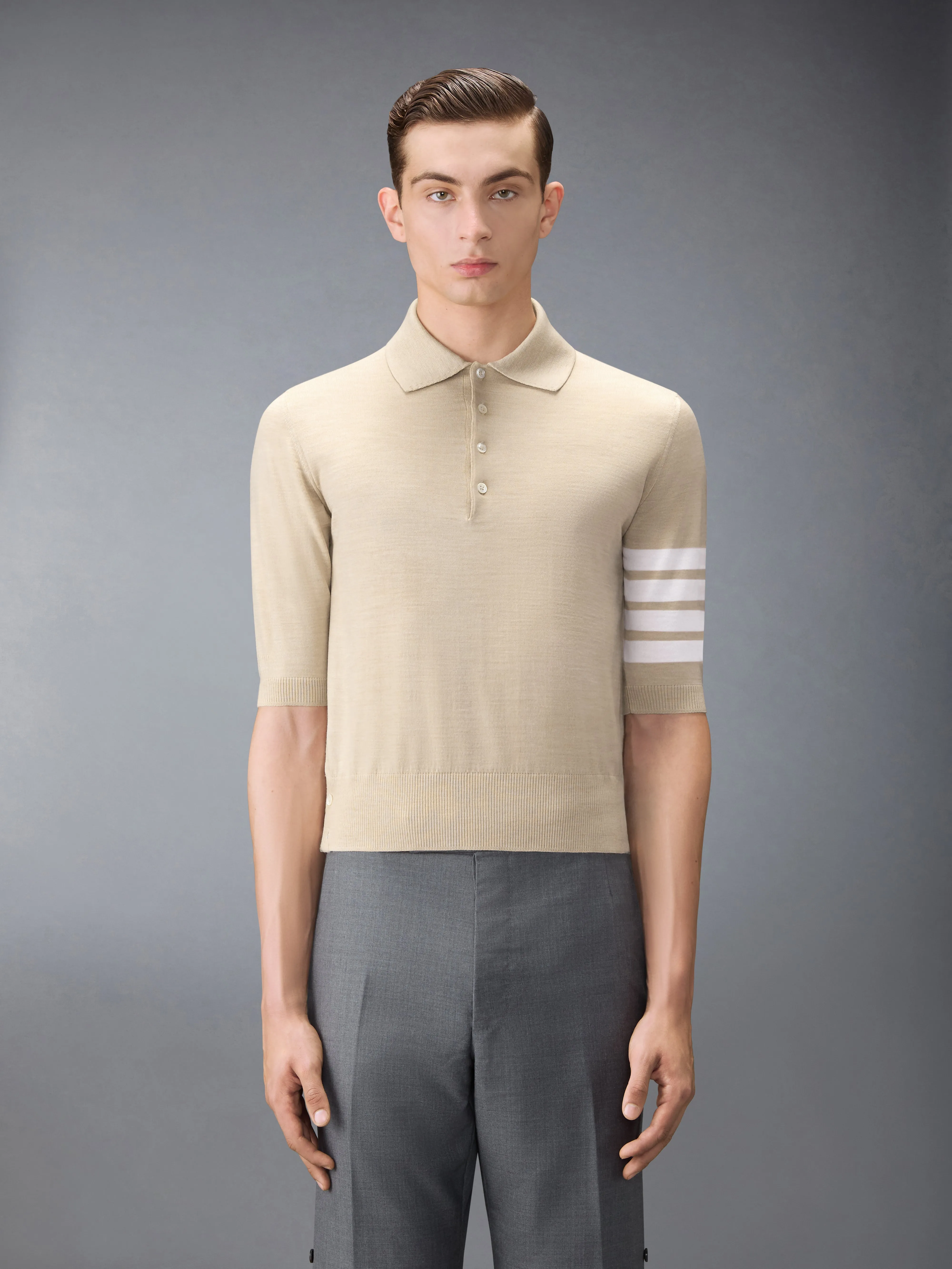 FINE MERINO WOOL 4-BAR POLO sold by Thom Browne