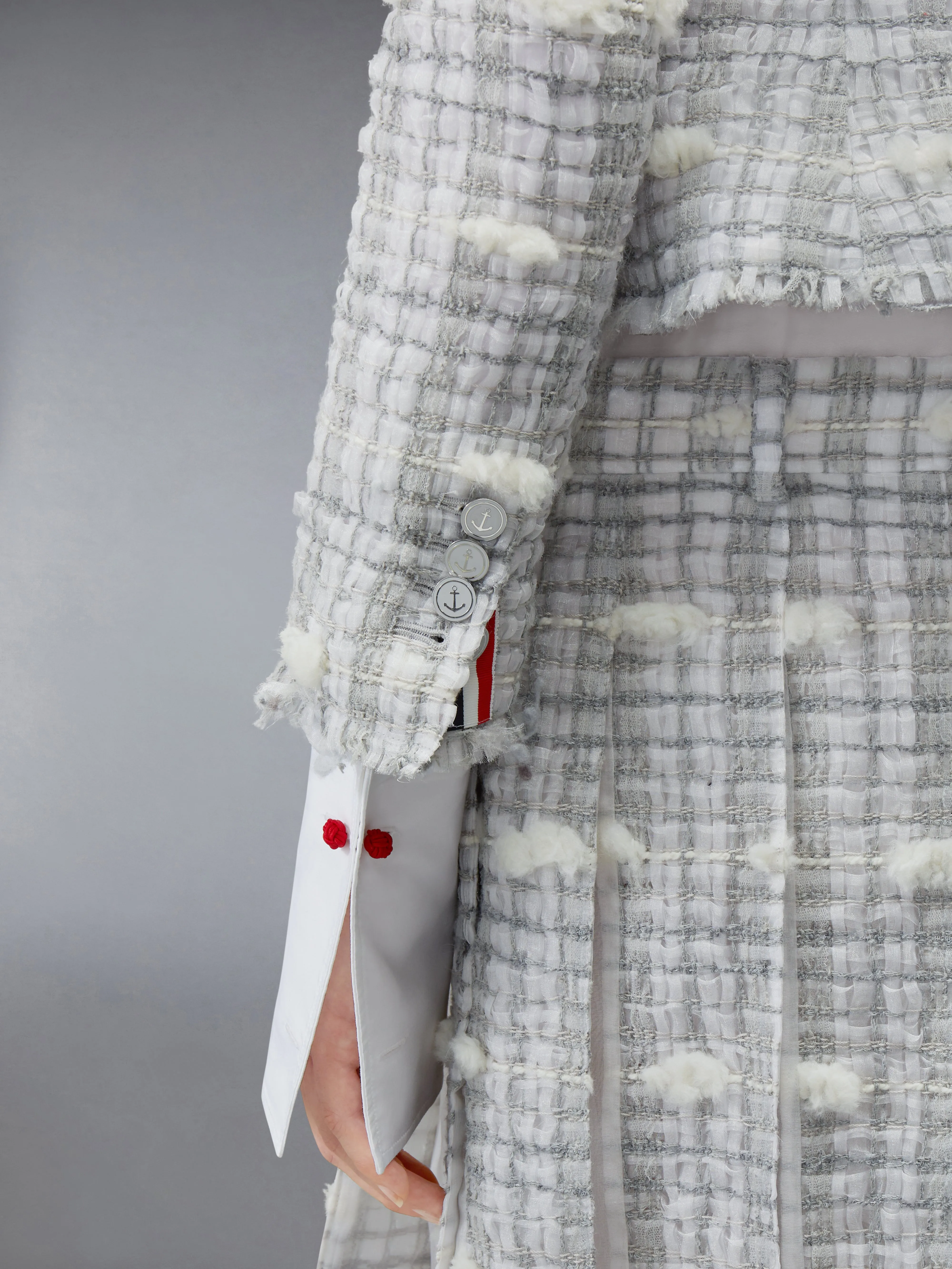 REPP STRIPE POUF TWEED CROPPED JACKET sold by Thom Browne product image thumbnail 4