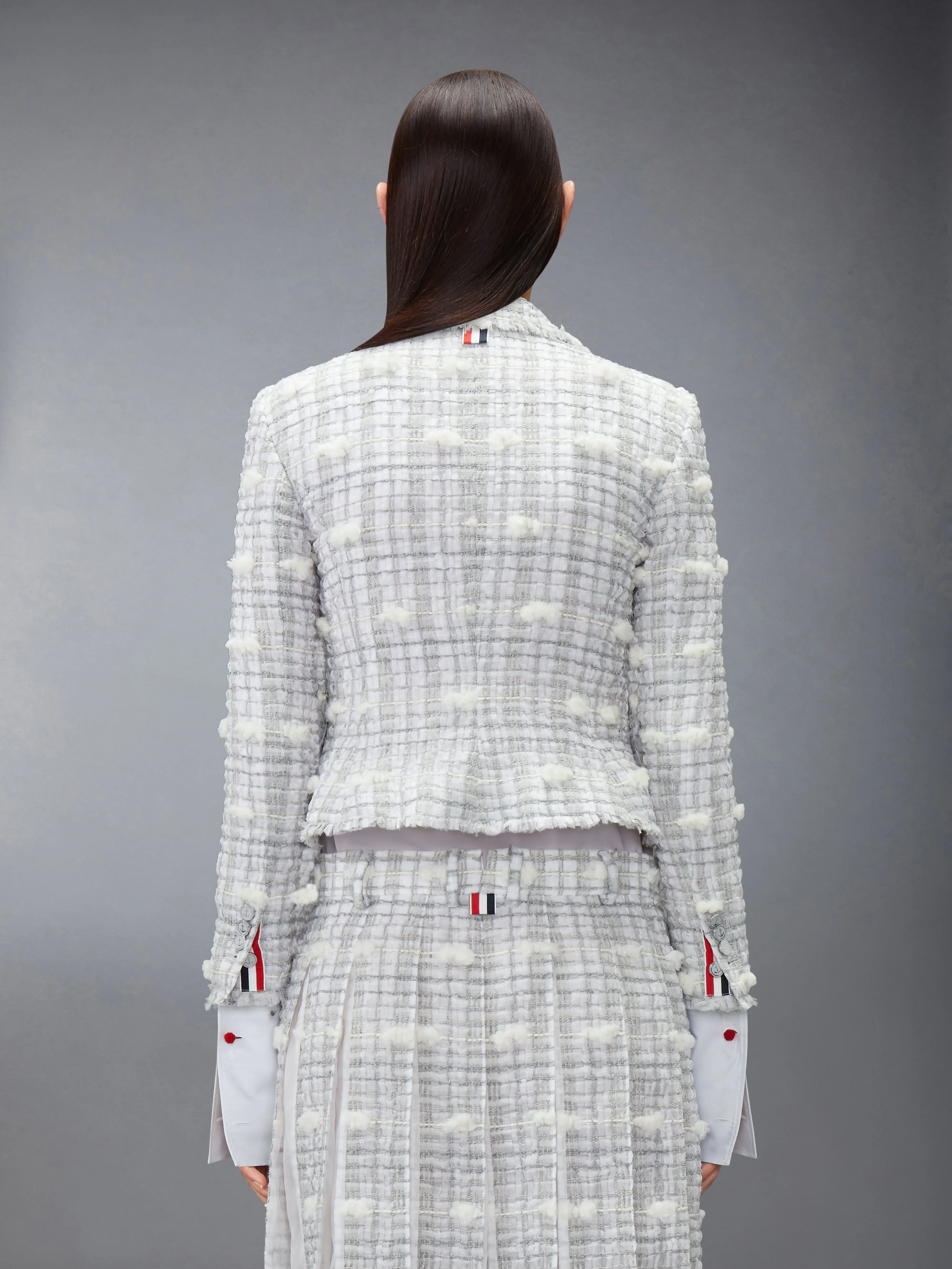 REPP STRIPE POUF TWEED CROPPED JACKET sold by Thom Browne product image thumbnail 2