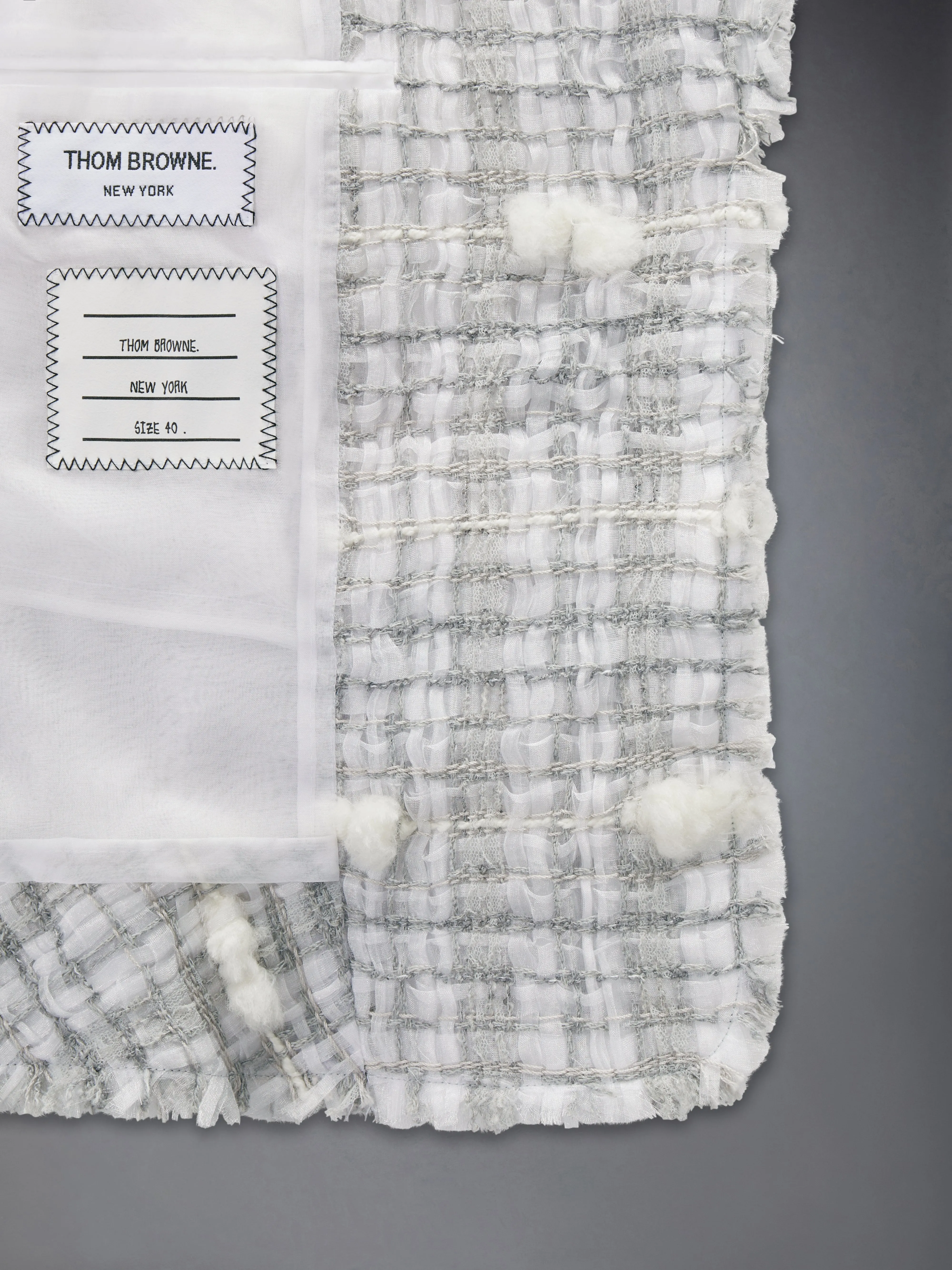 REPP STRIPE POUF TWEED CROPPED JACKET sold by Thom Browne product image thumbnail 5