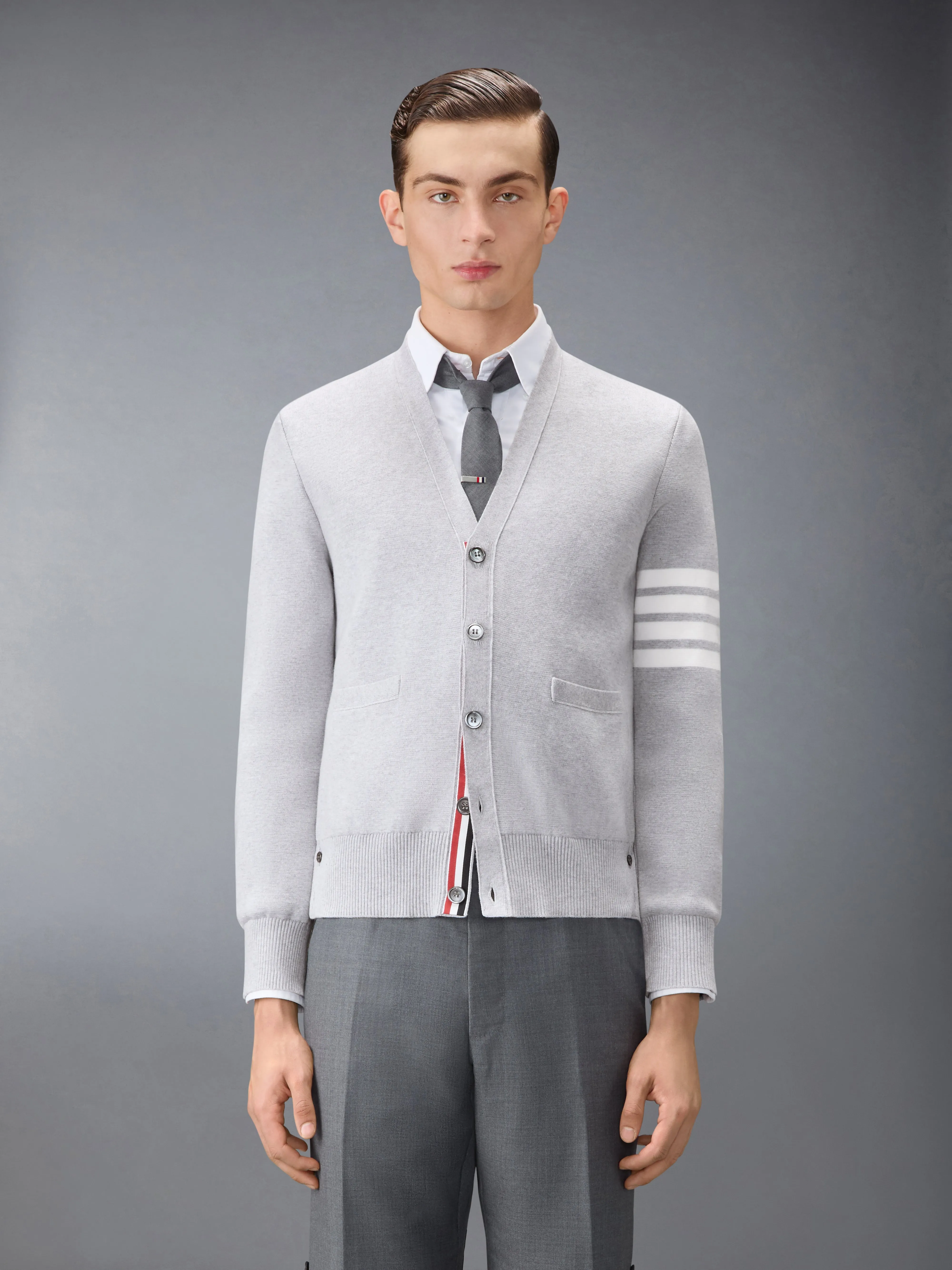COTTON CREPE 4-BAR MILANO STITCH CARDIGAN sold by Thom Browne