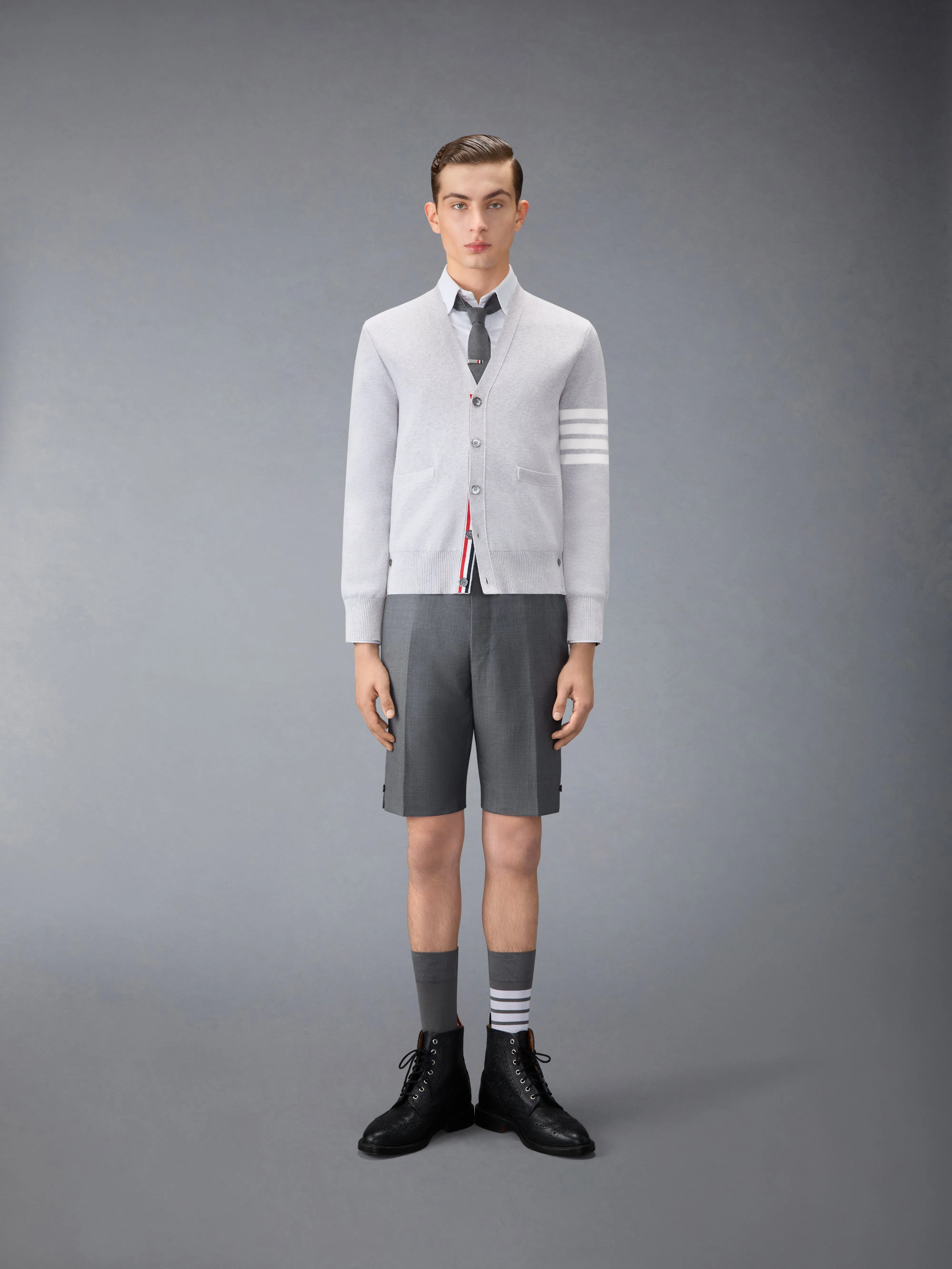 COTTON CREPE 4-BAR MILANO STITCH CARDIGAN sold by Thom Browne product image thumbnail 3