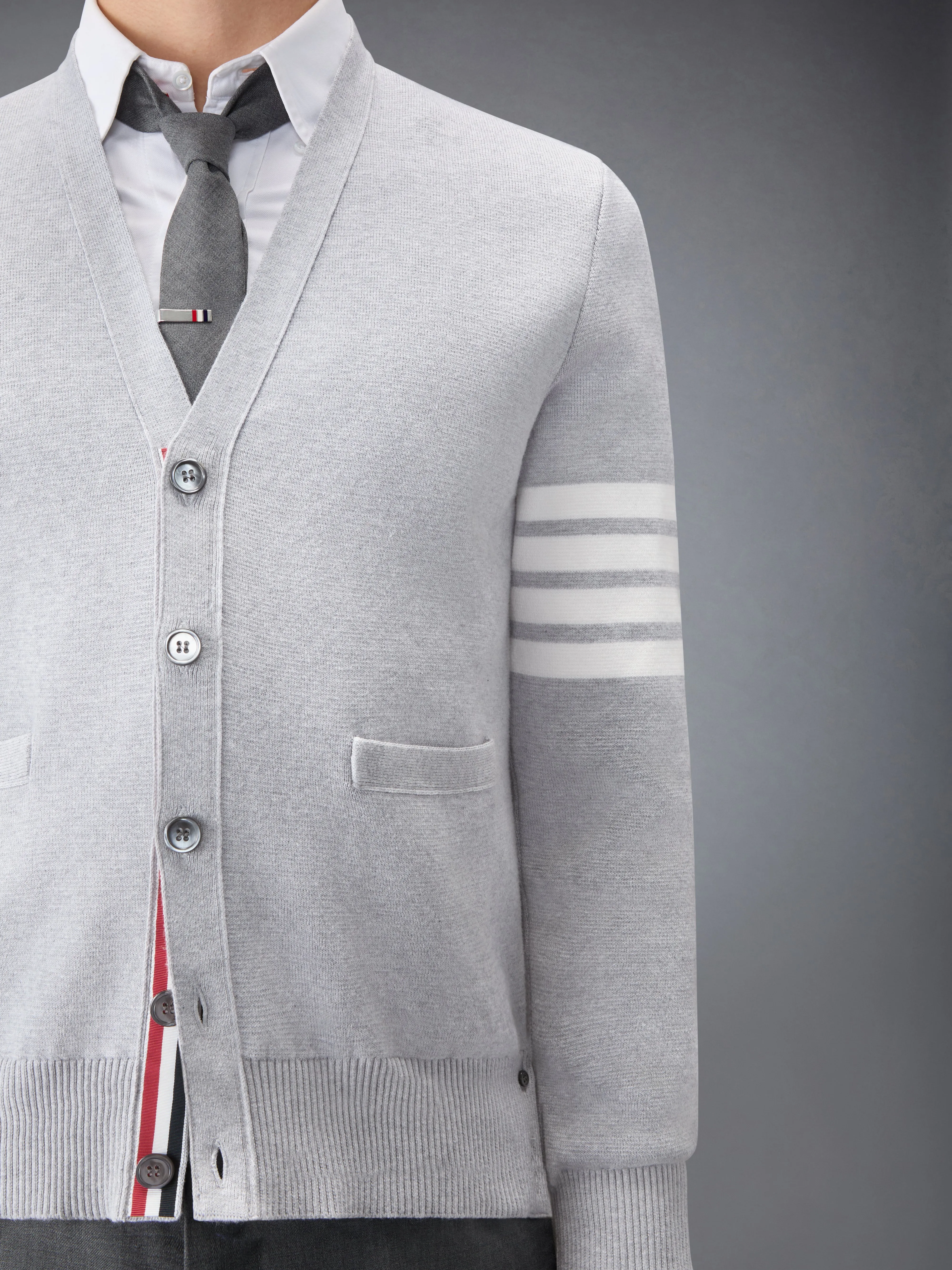 COTTON CREPE 4-BAR MILANO STITCH CARDIGAN sold by Thom Browne product image thumbnail 5