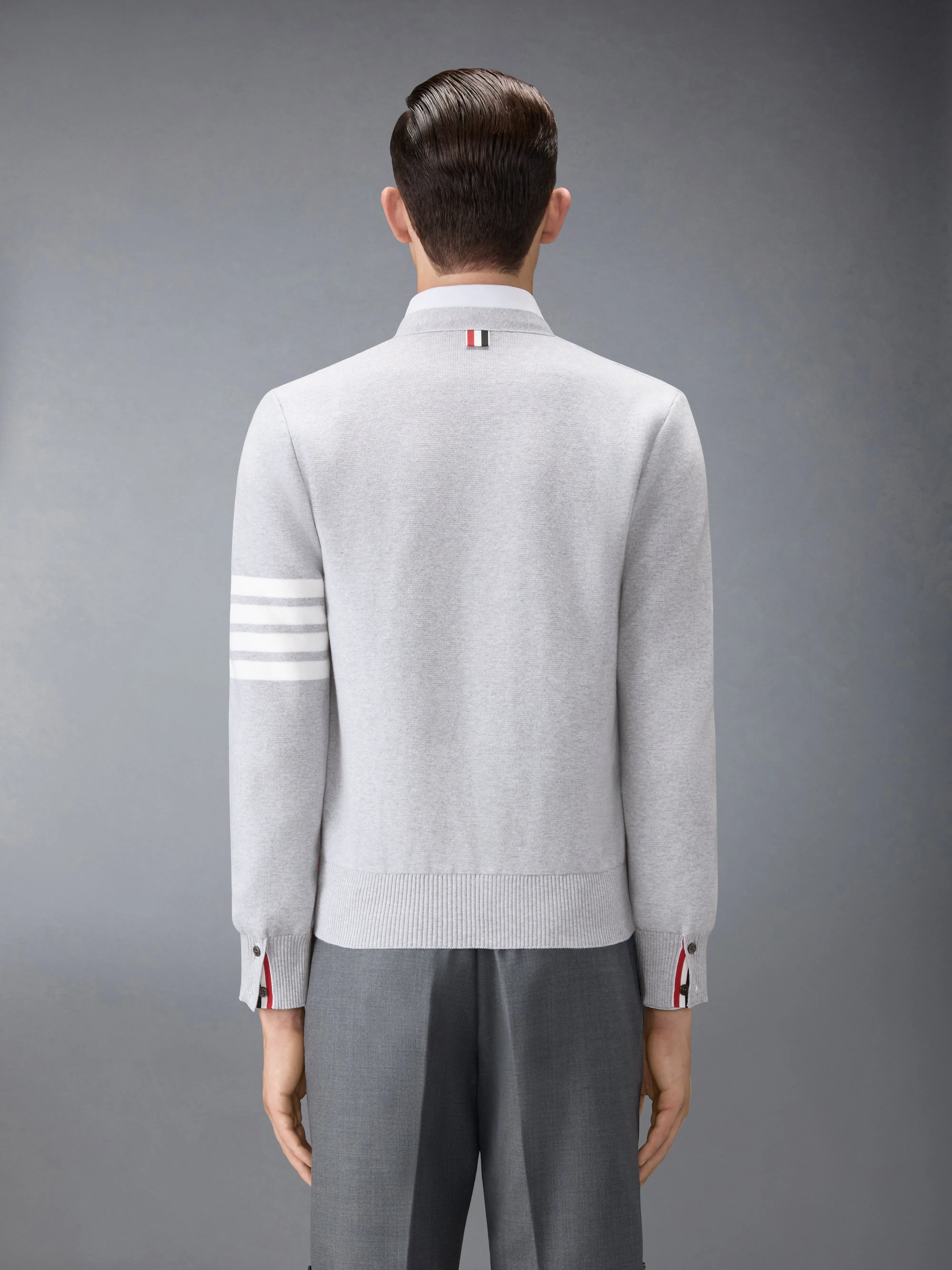 COTTON CREPE 4-BAR MILANO STITCH CARDIGAN sold by Thom Browne product image thumbnail 2
