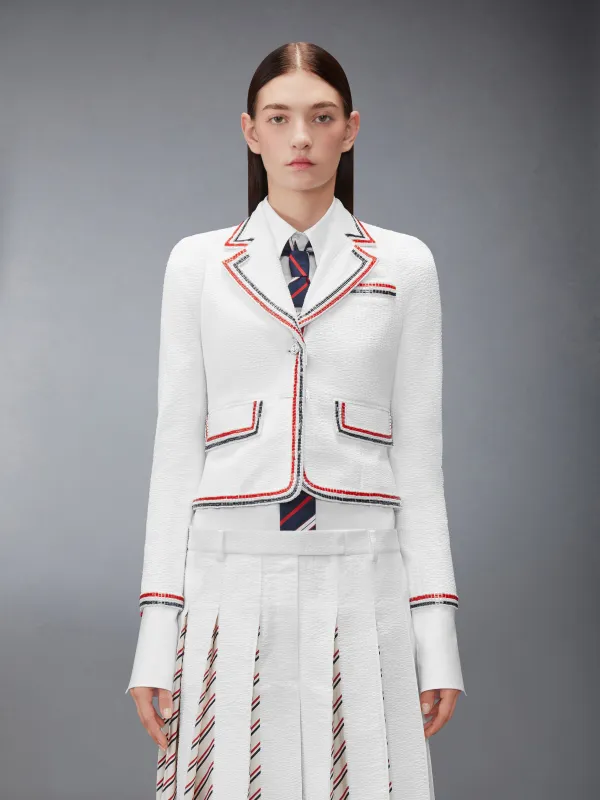 SOLID SEERSUCKER CROPPED JACKET made by Thom Browne