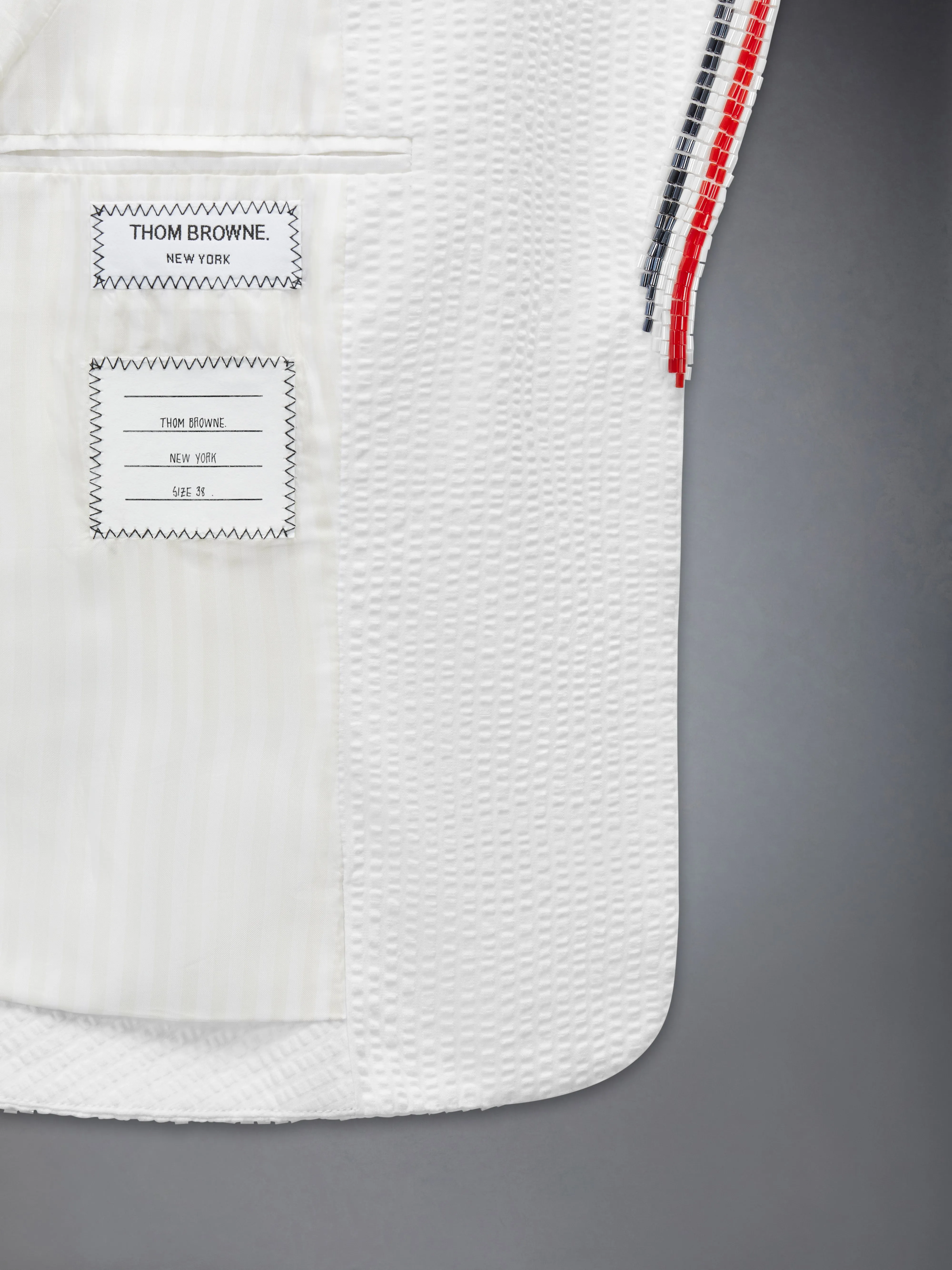 SOLID SEERSUCKER CROPPED JACKET sold by Thom Browne product image thumbnail 5