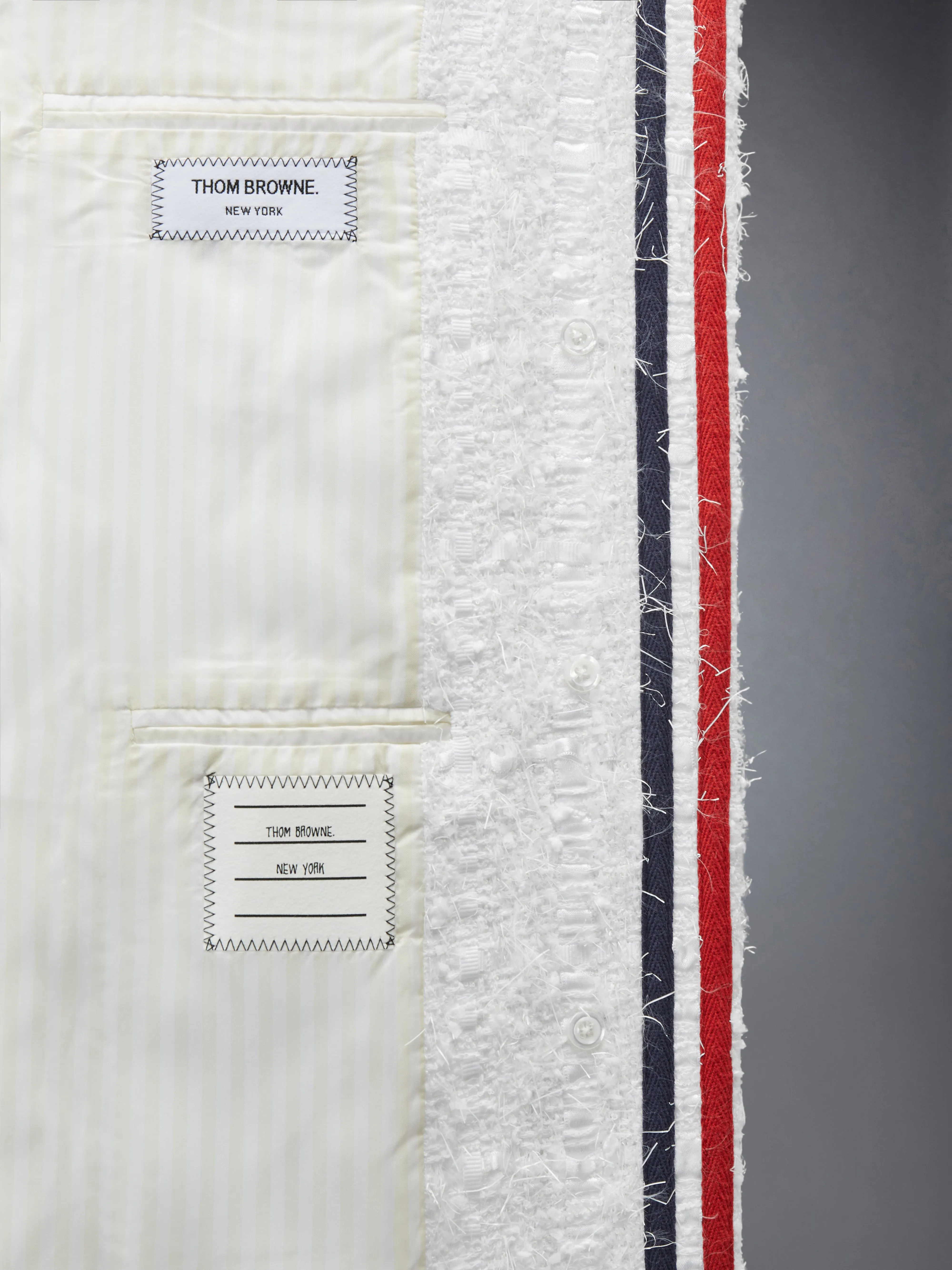 SATIN RIBBON TWEED RAGLAN COAT sold by Thom Browne product image thumbnail 5