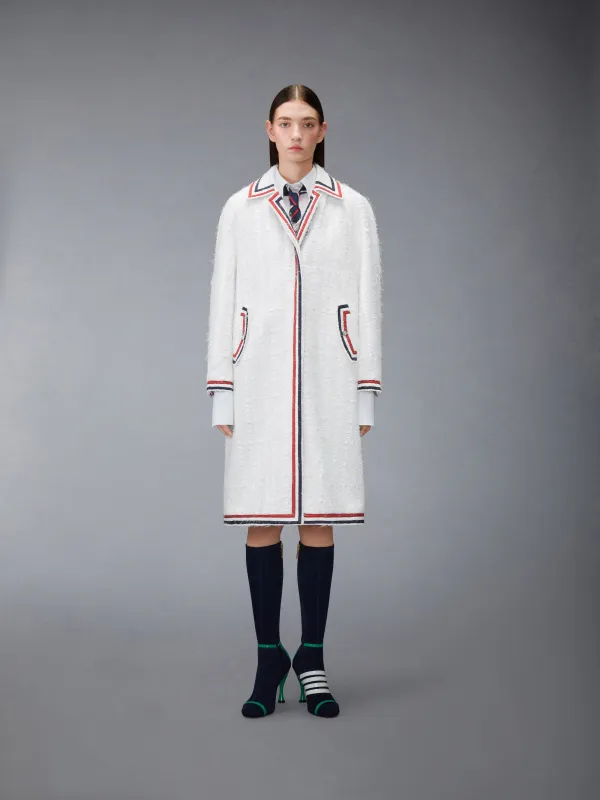 SATIN RIBBON TWEED RAGLAN COAT made by Thom Browne
