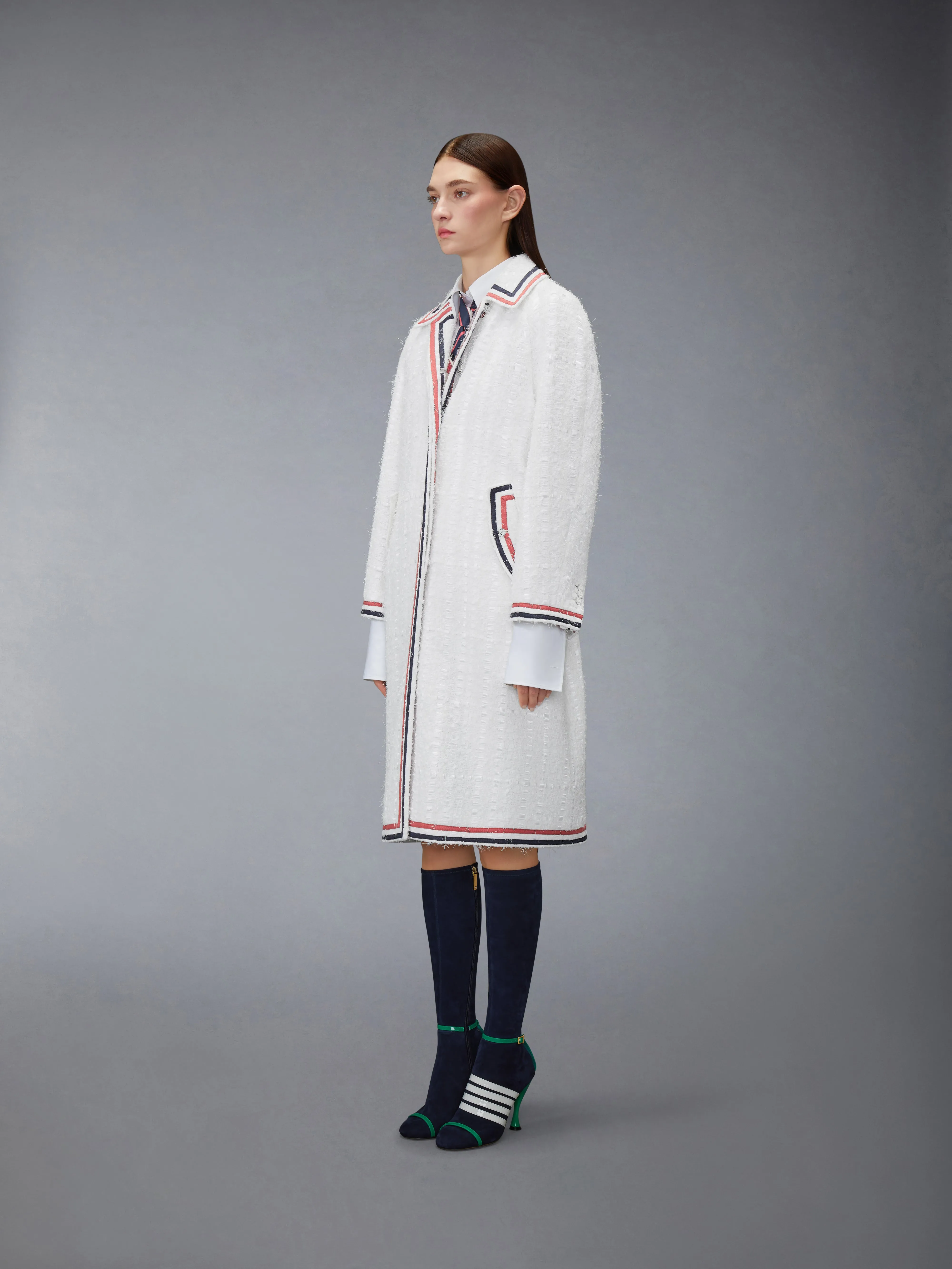 SATIN RIBBON TWEED RAGLAN COAT sold by Thom Browne product image thumbnail 2