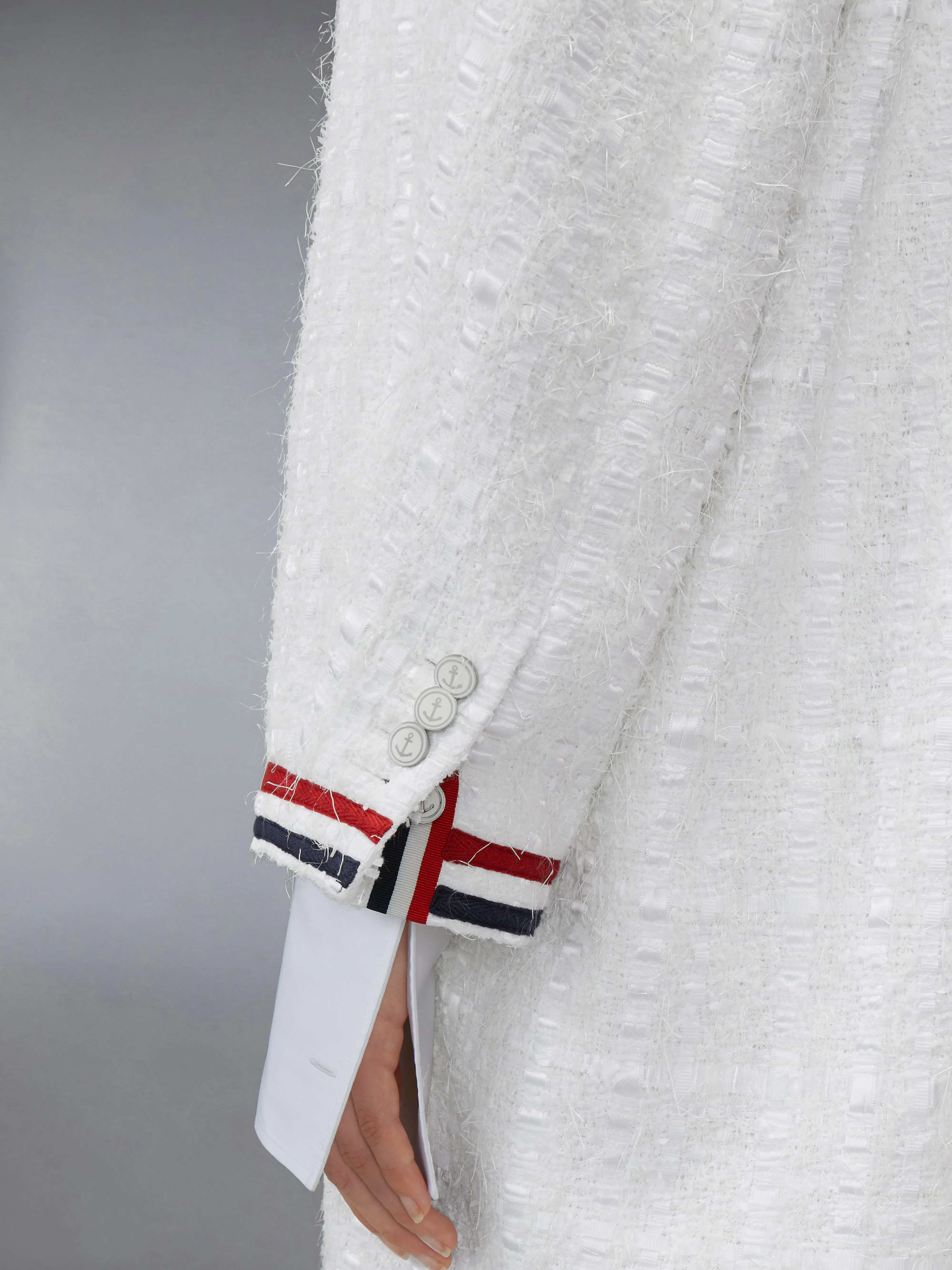 SATIN RIBBON TWEED RAGLAN COAT sold by Thom Browne product image thumbnail 4