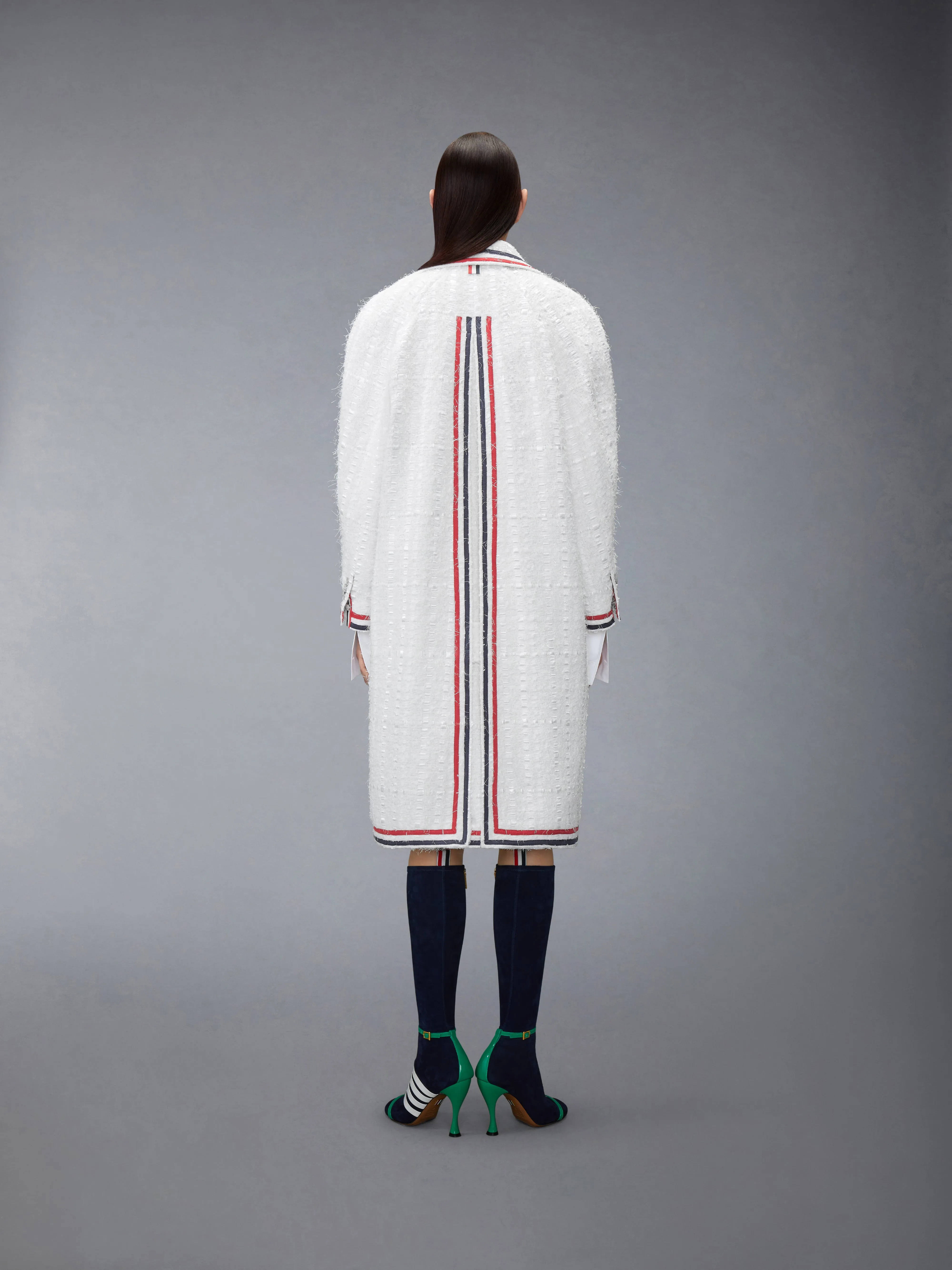 SATIN RIBBON TWEED RAGLAN COAT sold by Thom Browne product image thumbnail 3