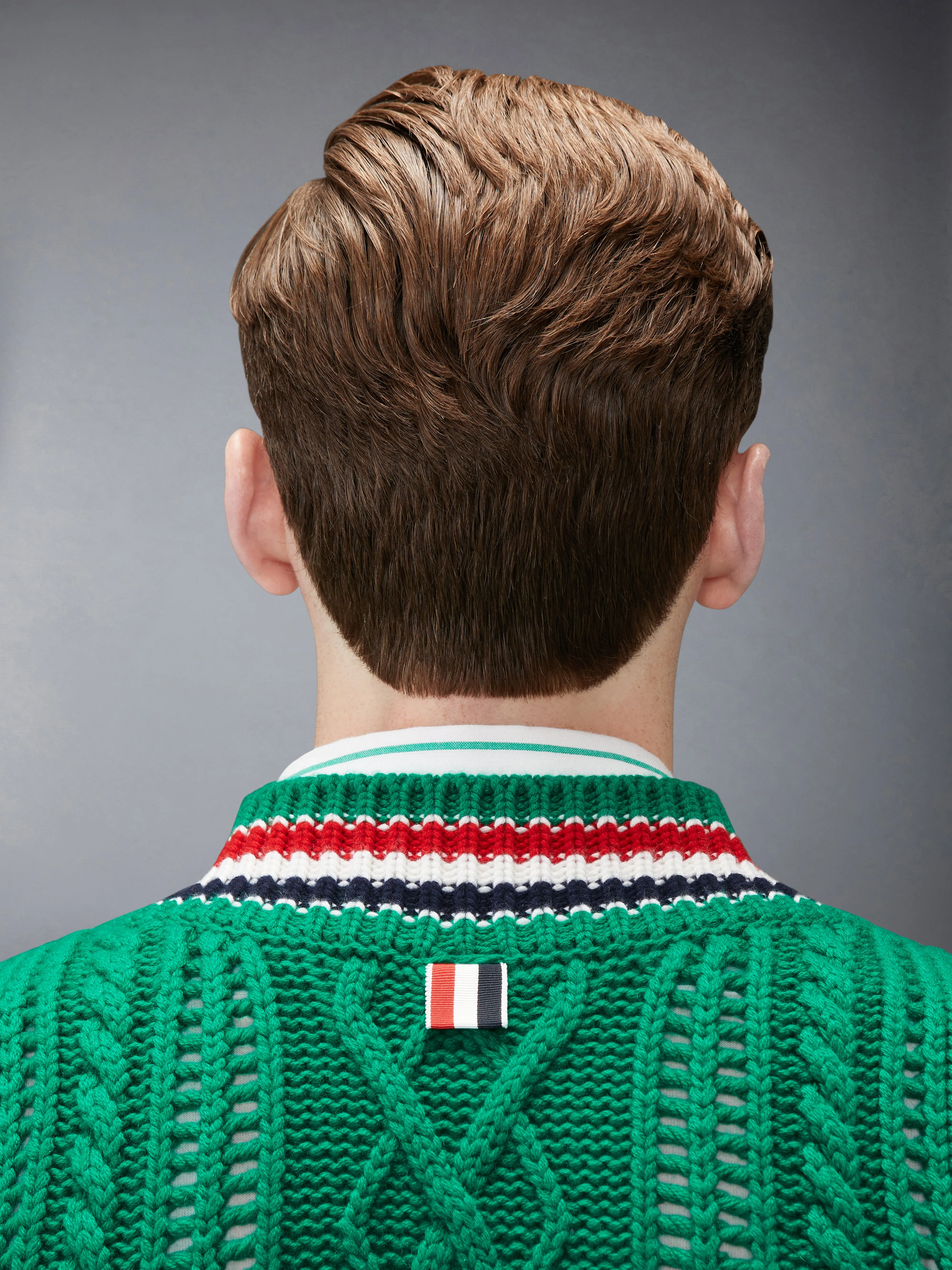 CHUNKY CASHMERE RWB STRIPE VEST sold by Thom Browne product image thumbnail 5