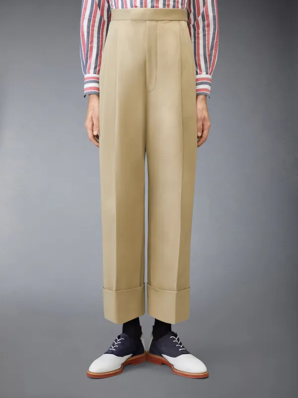 COTTON GABARDINE DOUBLE PLEAT TROUSER sold by Thom Browne