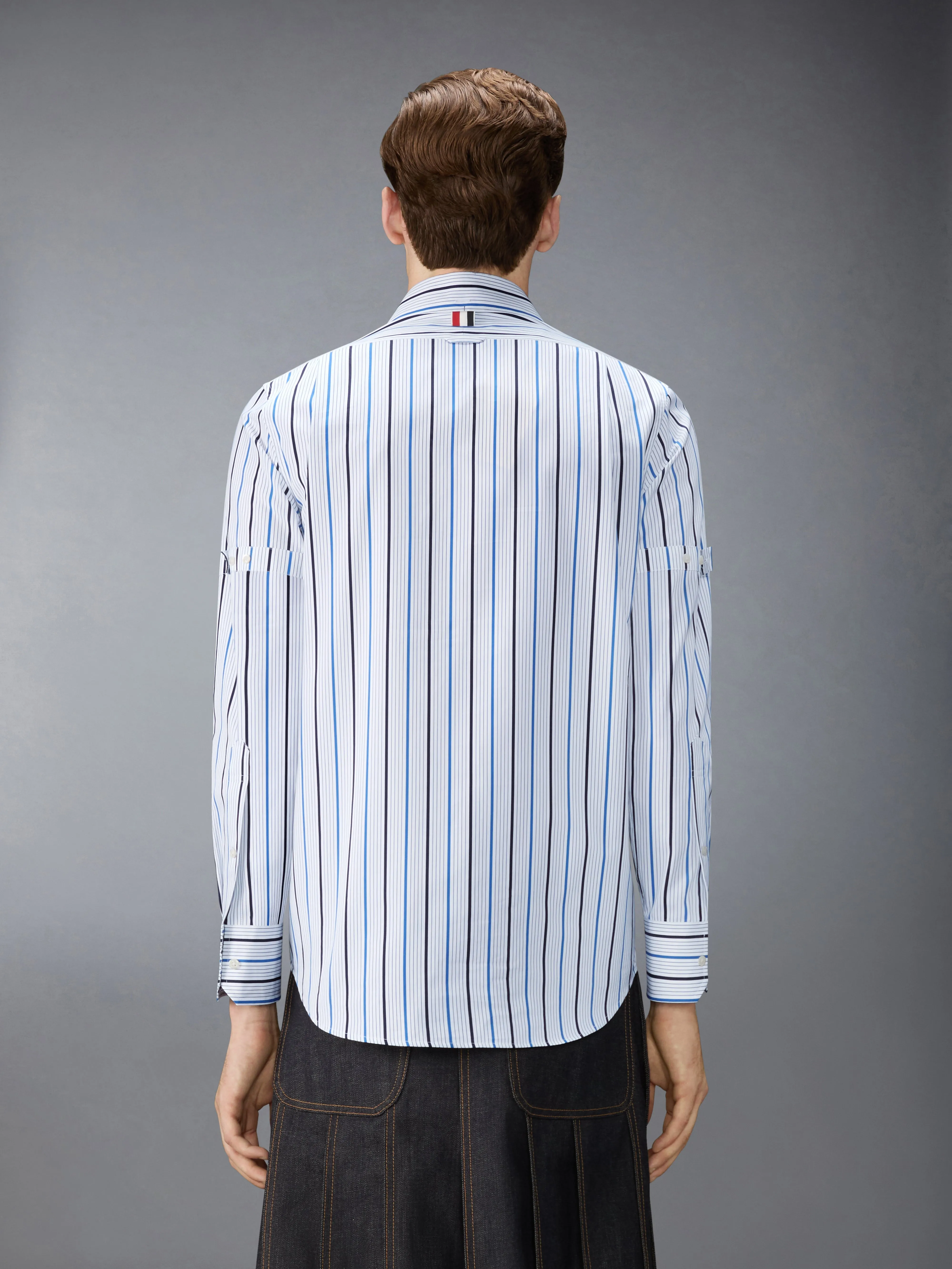 STRIPED POPLIN ARMBAND POPOVER ARMBAND SHIRT sold by Thom Browne product image thumbnail 3