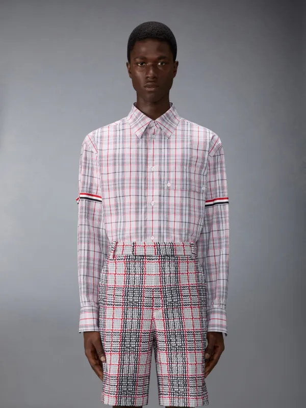 PLAID CHECK POPLIN ARMBAND OVERSIZED SHIRT sold by Thom Browne