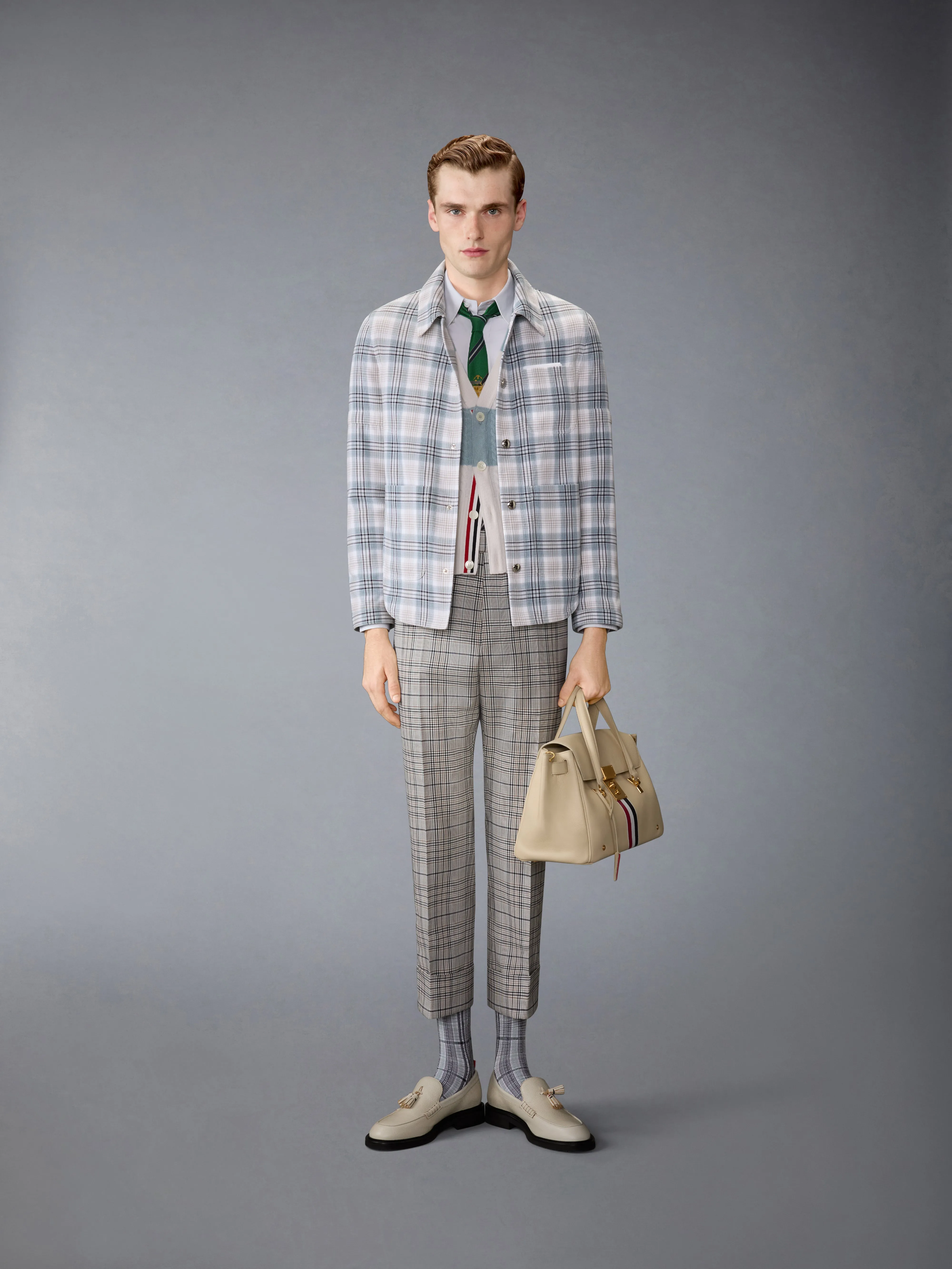 WINDOWPANE PLAID ARMBAND UTILITY JACKET sold by Thom Browne product image thumbnail 3