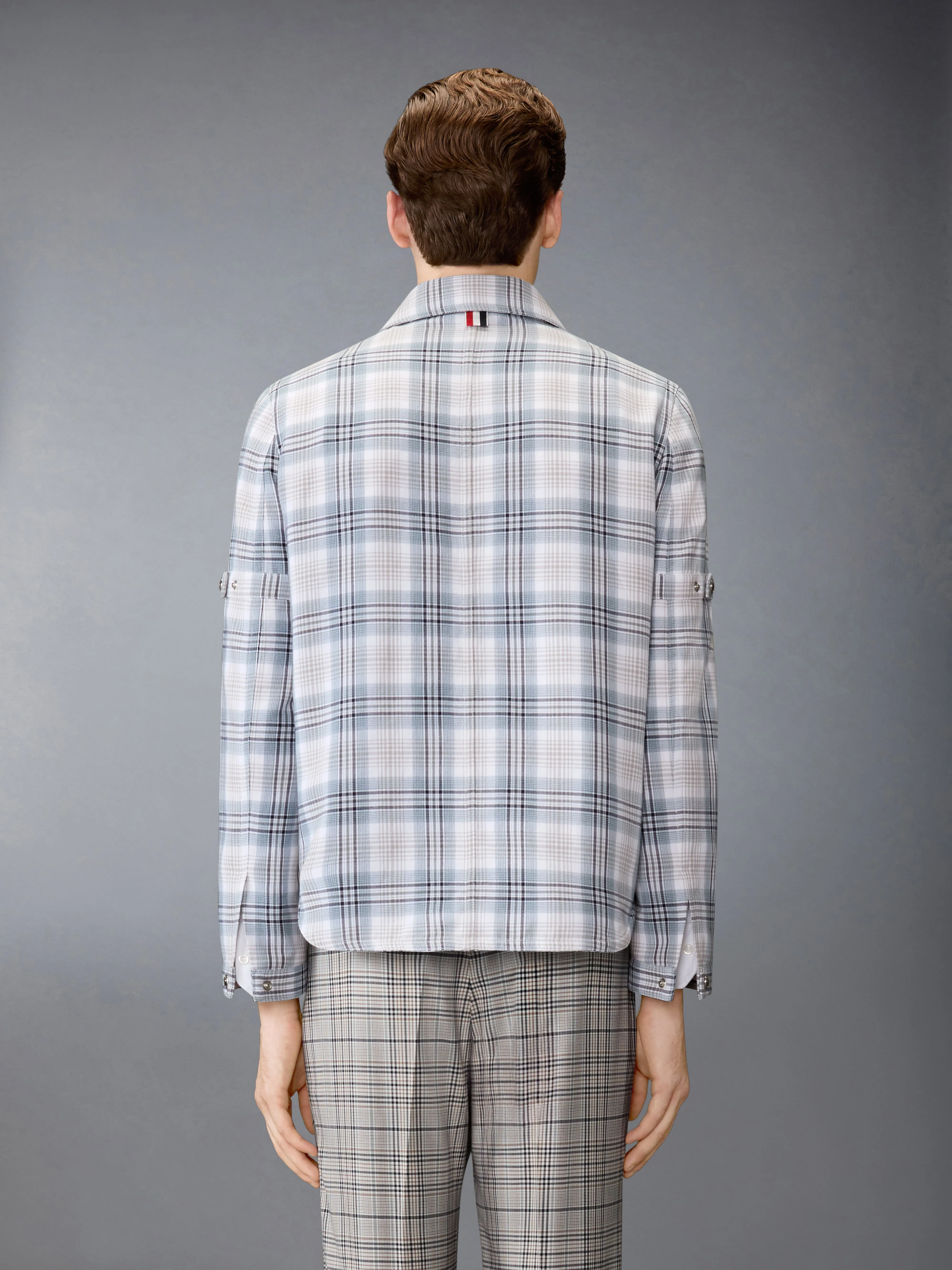 WINDOWPANE PLAID ARMBAND UTILITY JACKET sold by Thom Browne product image thumbnail 2