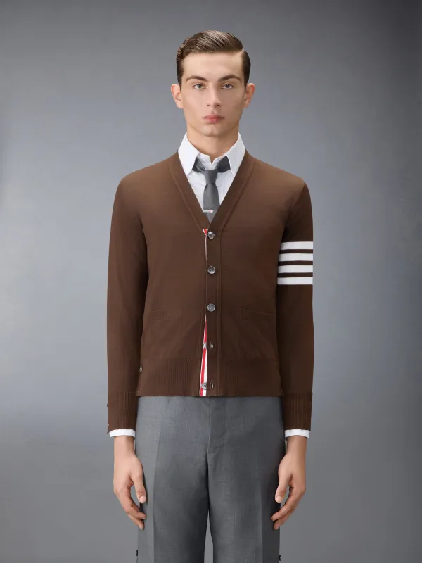 MERINO WOOL 4-BAR CLASSIC V-NECK CARDIGAN sold by Thom Browne