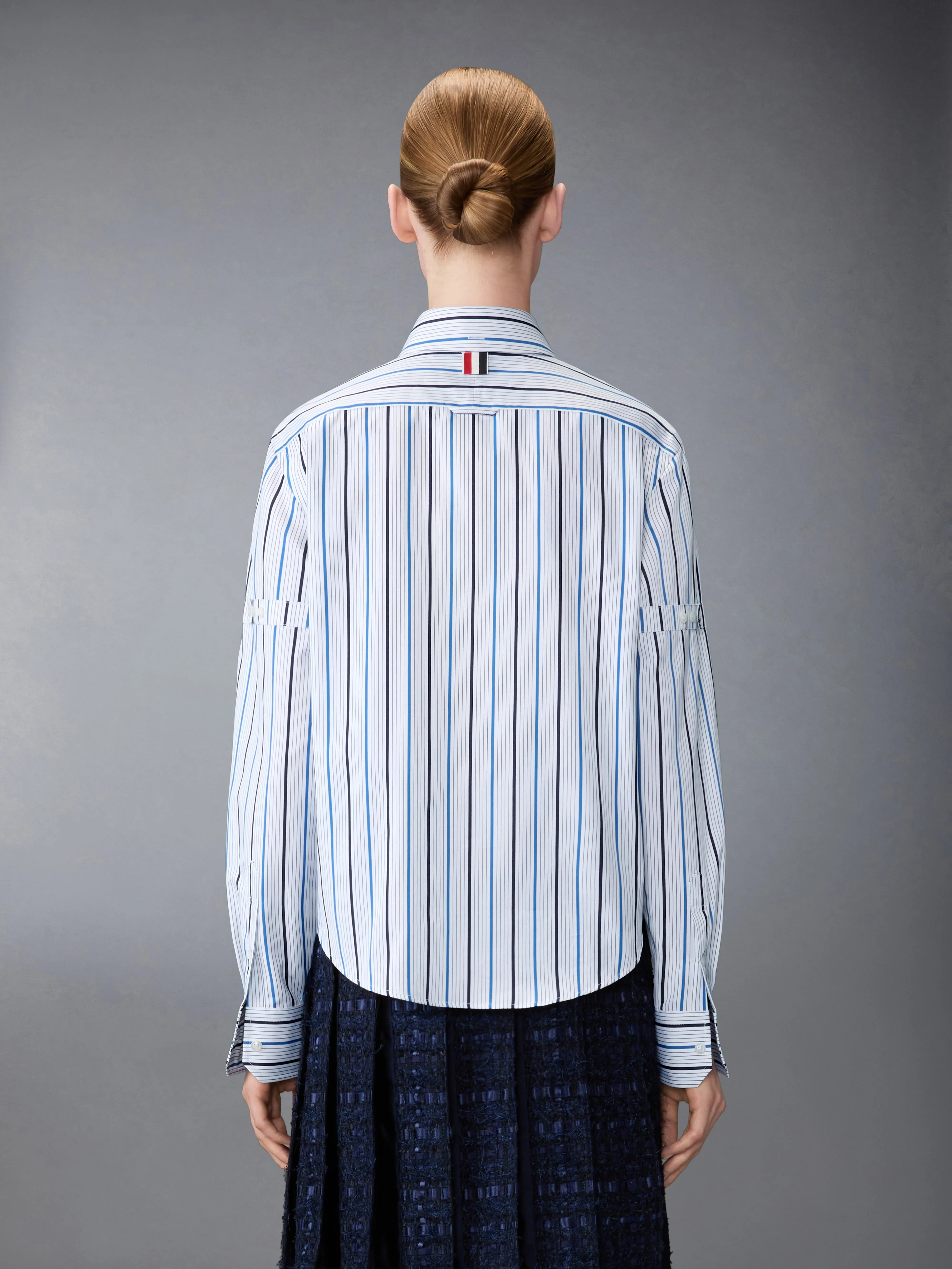 BAR STRIPE POPLIN ARMBAND EASY FIT SHIRT sold by Thom Browne product image thumbnail 3