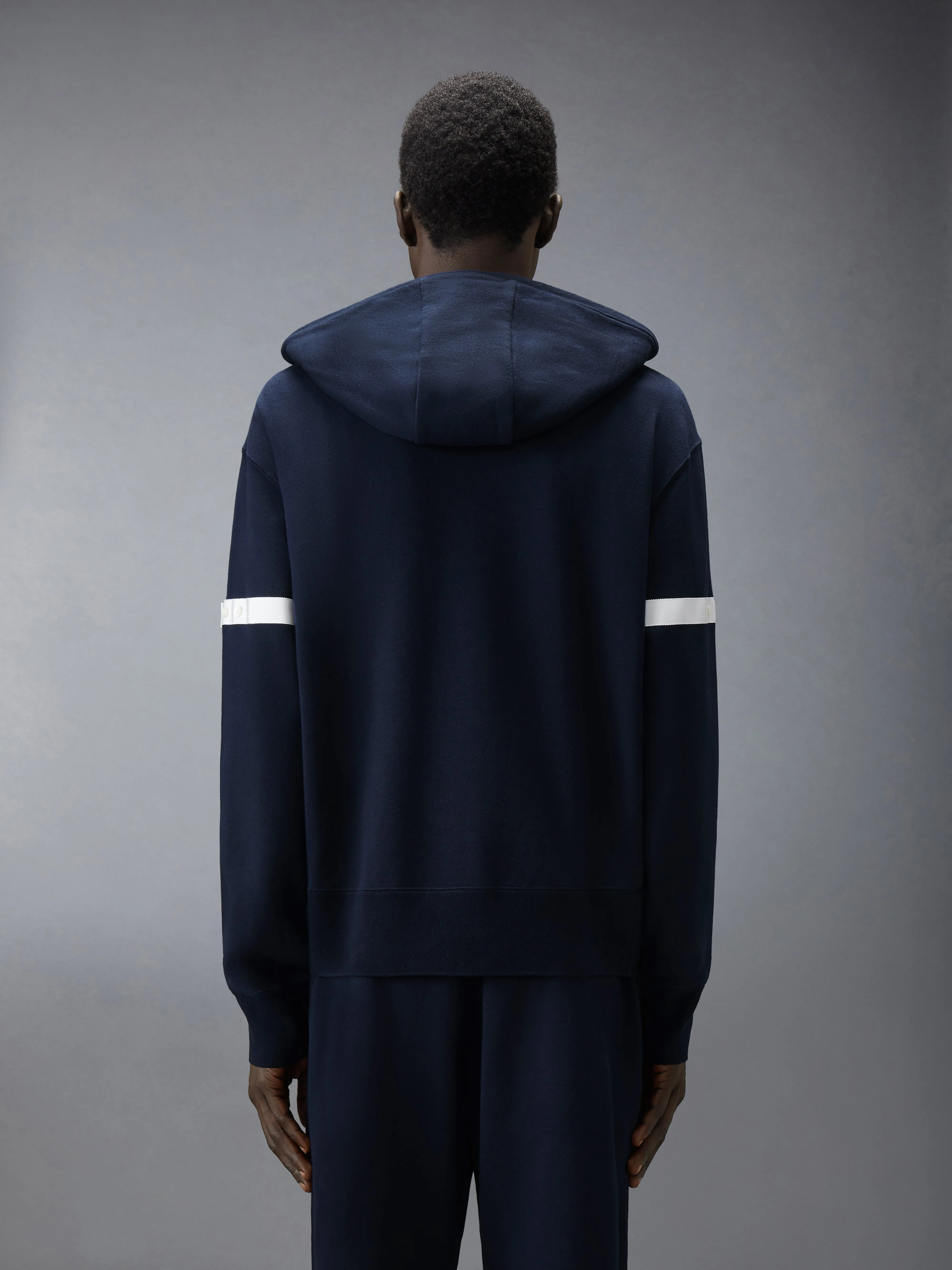 LOOPBACK JERSEY ARMBAND RELAXED ZIP UP HOODIE sold by Thom Browne product image thumbnail 2