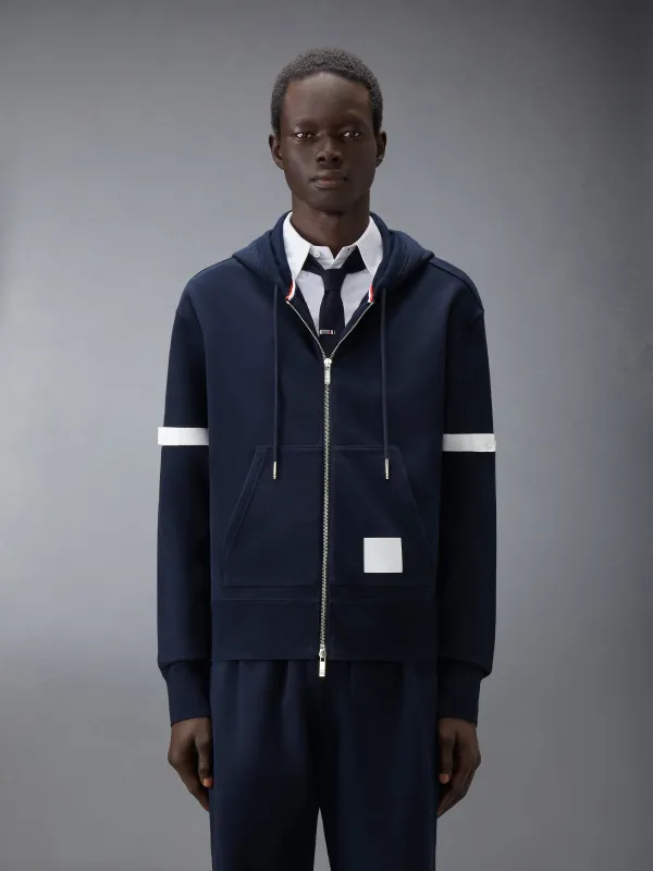 LOOPBACK JERSEY ARMBAND RELAXED ZIP UP HOODIE made by Thom Browne