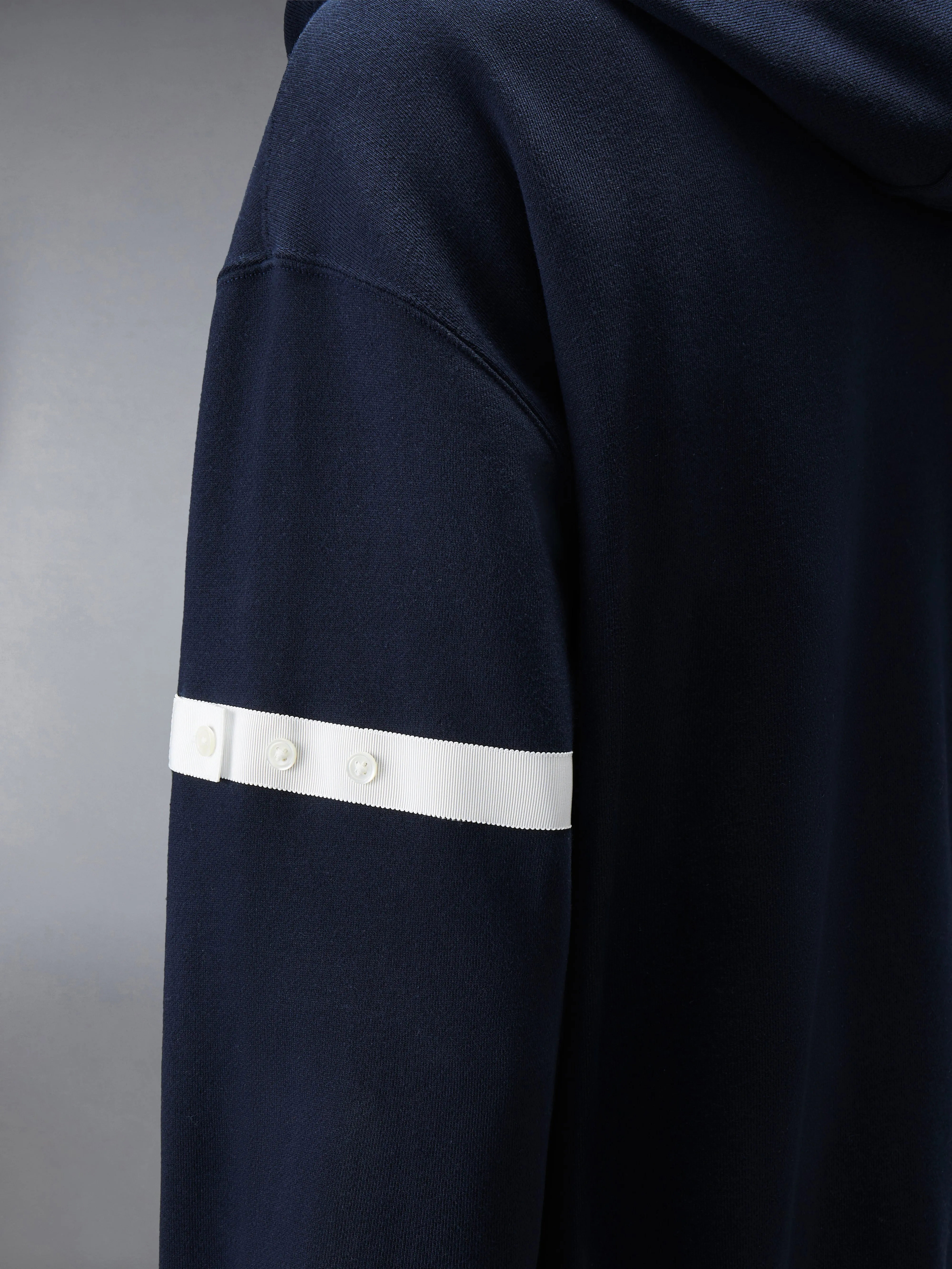 LOOPBACK JERSEY ARMBAND RELAXED ZIP UP HOODIE sold by Thom Browne product image thumbnail 5