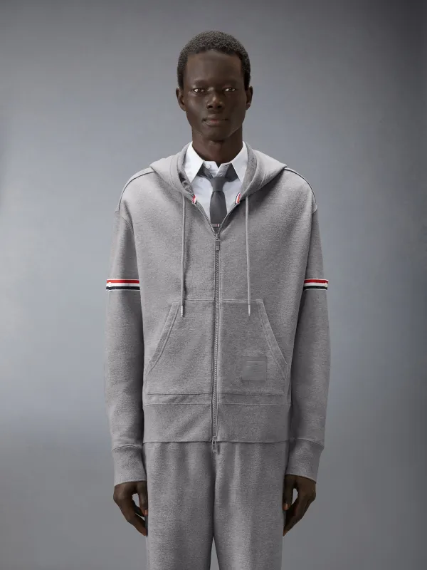LOOPBACK JERSEY ARMBAND RELAXED ZIP UP HOODIE made by Thom Browne