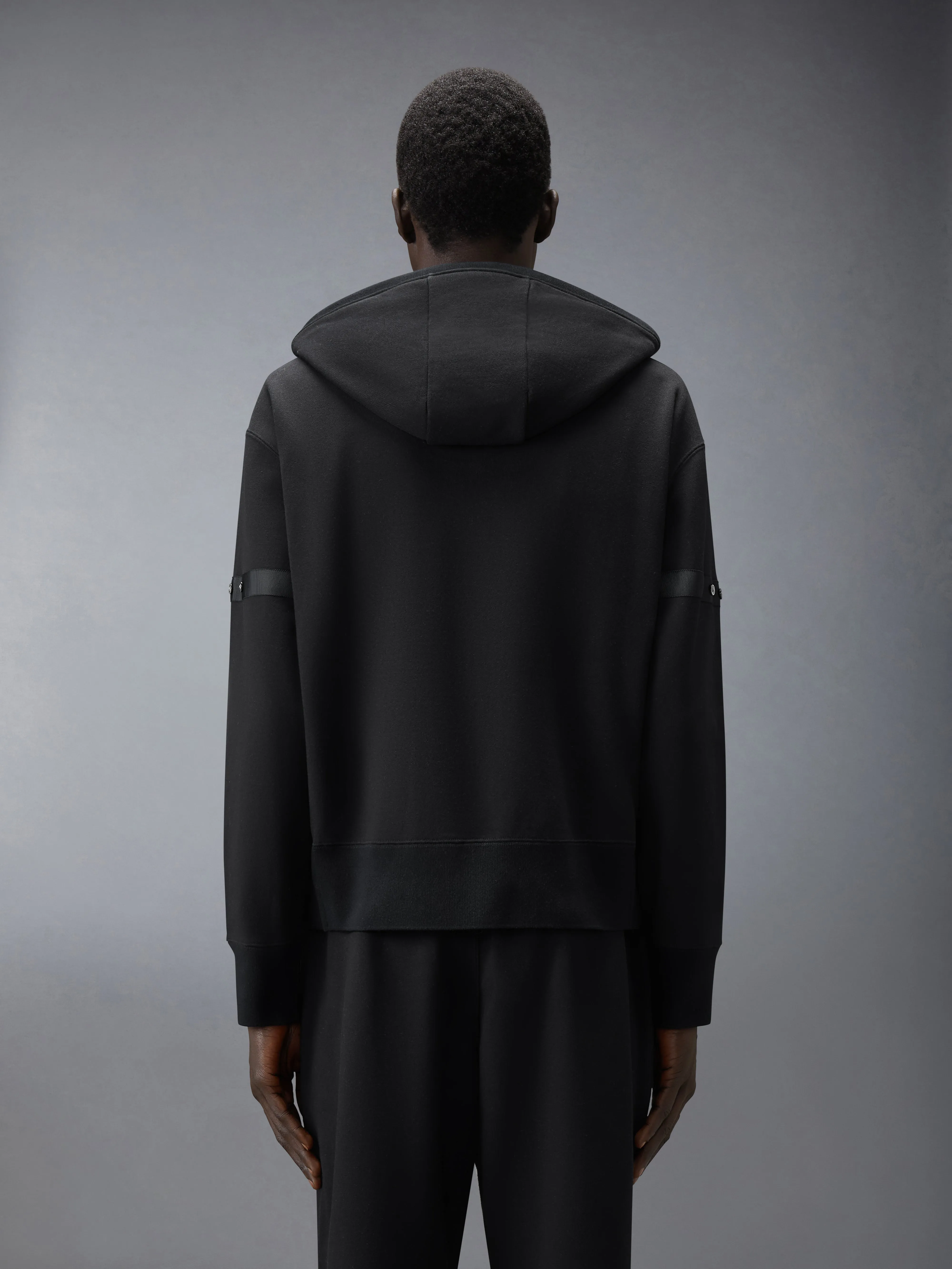 LOOPBACK JERSEY ARMBAND RELAXED ZIP UP HOODIE sold by Thom Browne product image thumbnail 3