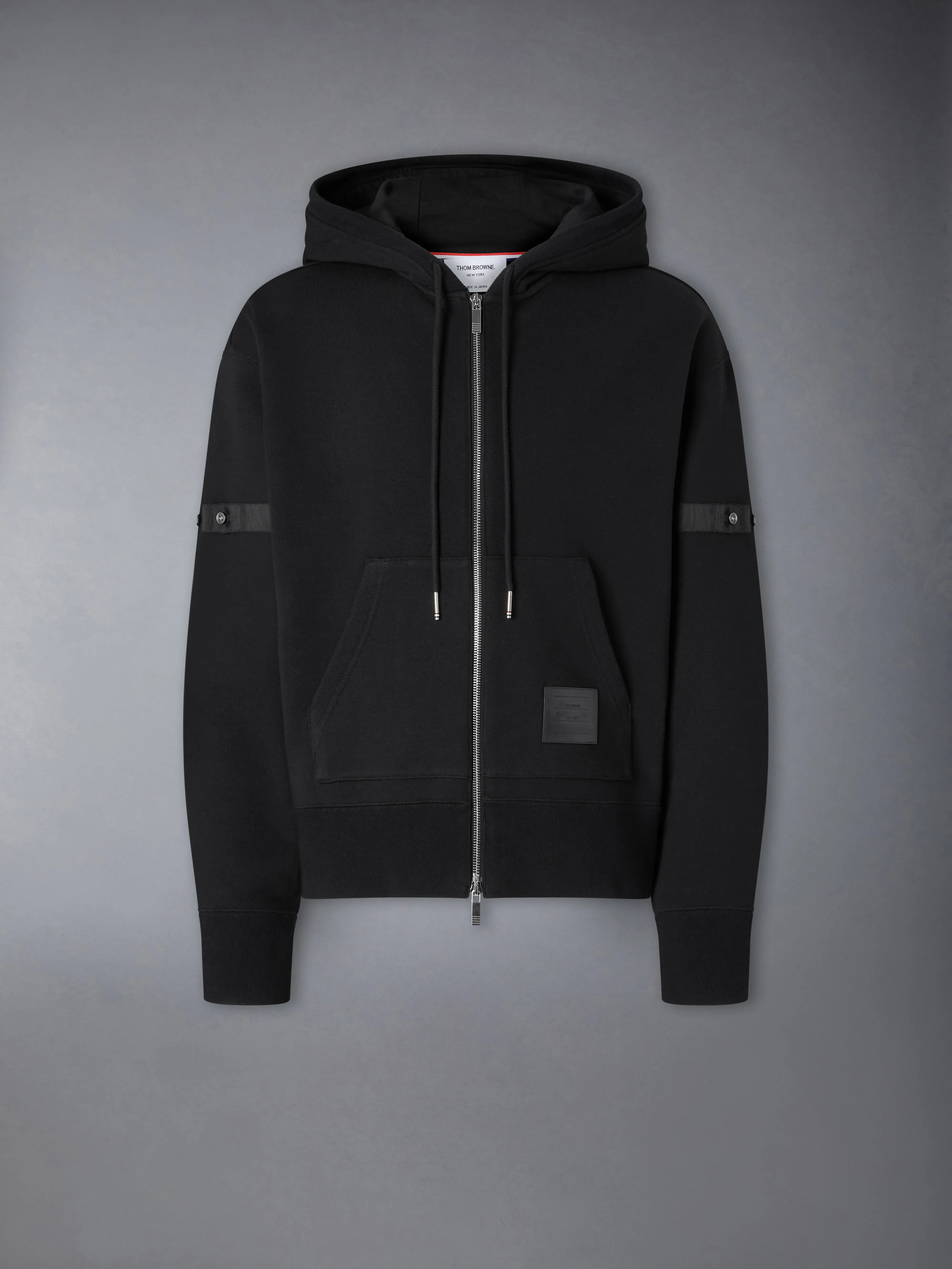 LOOPBACK JERSEY ARMBAND RELAXED ZIP UP HOODIE sold by Thom Browne