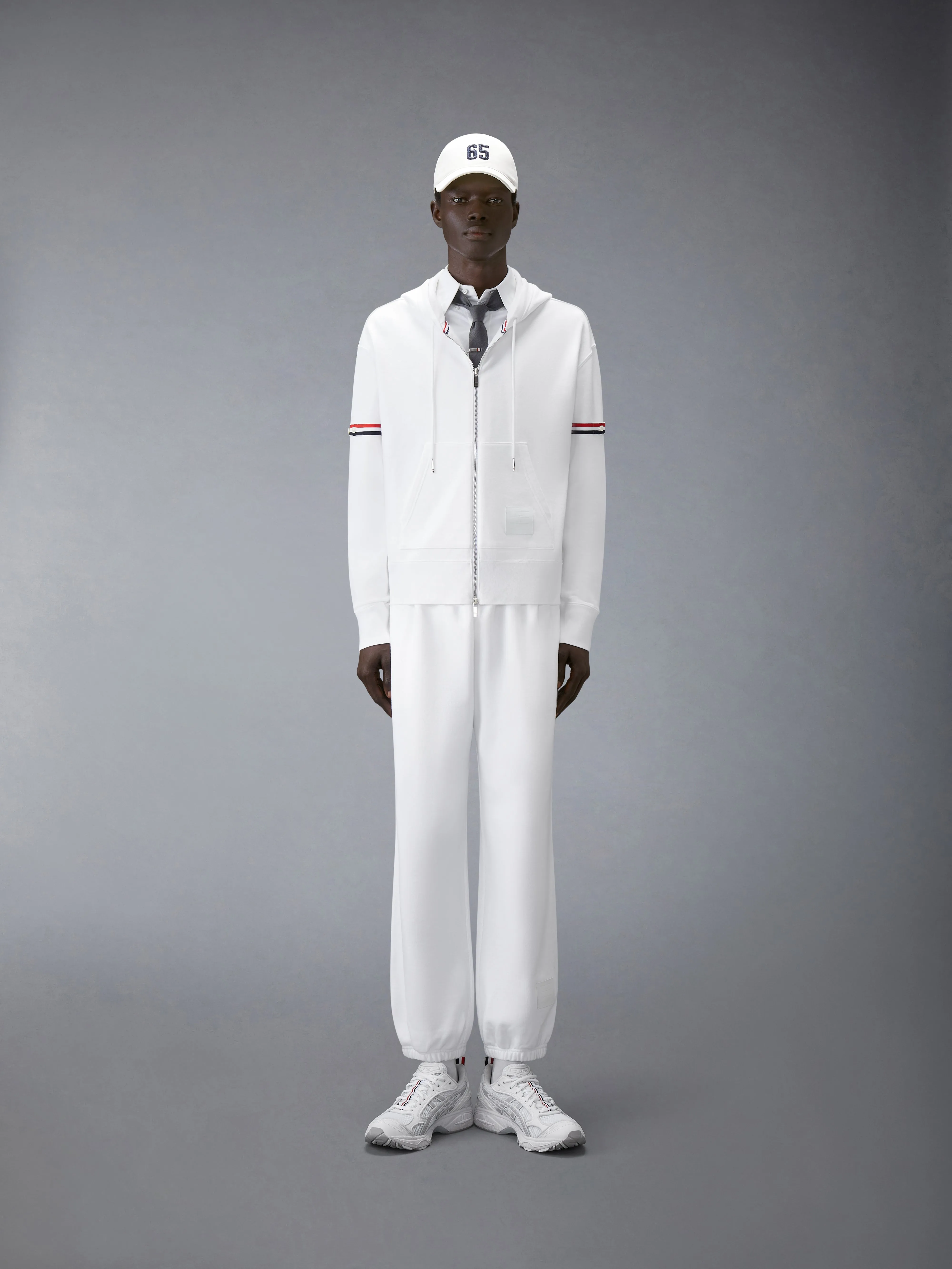 LOOPBACK JERSEY ARMBAND RELAXED ZIP UP HOODIE sold by Thom Browne product image thumbnail 4