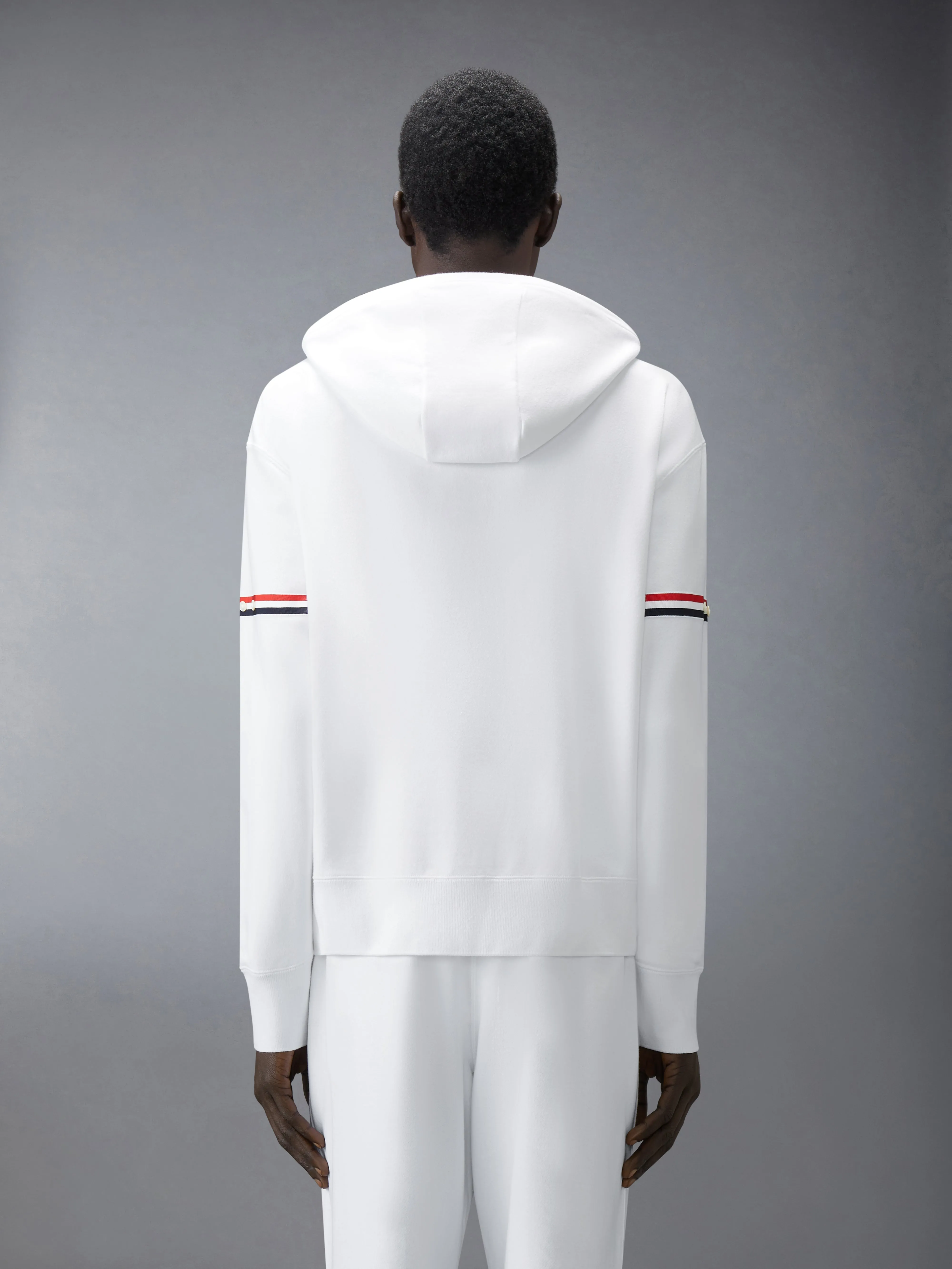 LOOPBACK JERSEY ARMBAND RELAXED ZIP UP HOODIE sold by Thom Browne product image thumbnail 3