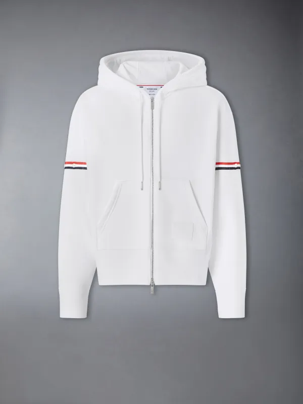 LOOPBACK JERSEY ARMBAND RELAXED ZIP UP HOODIE sold by Thom Browne