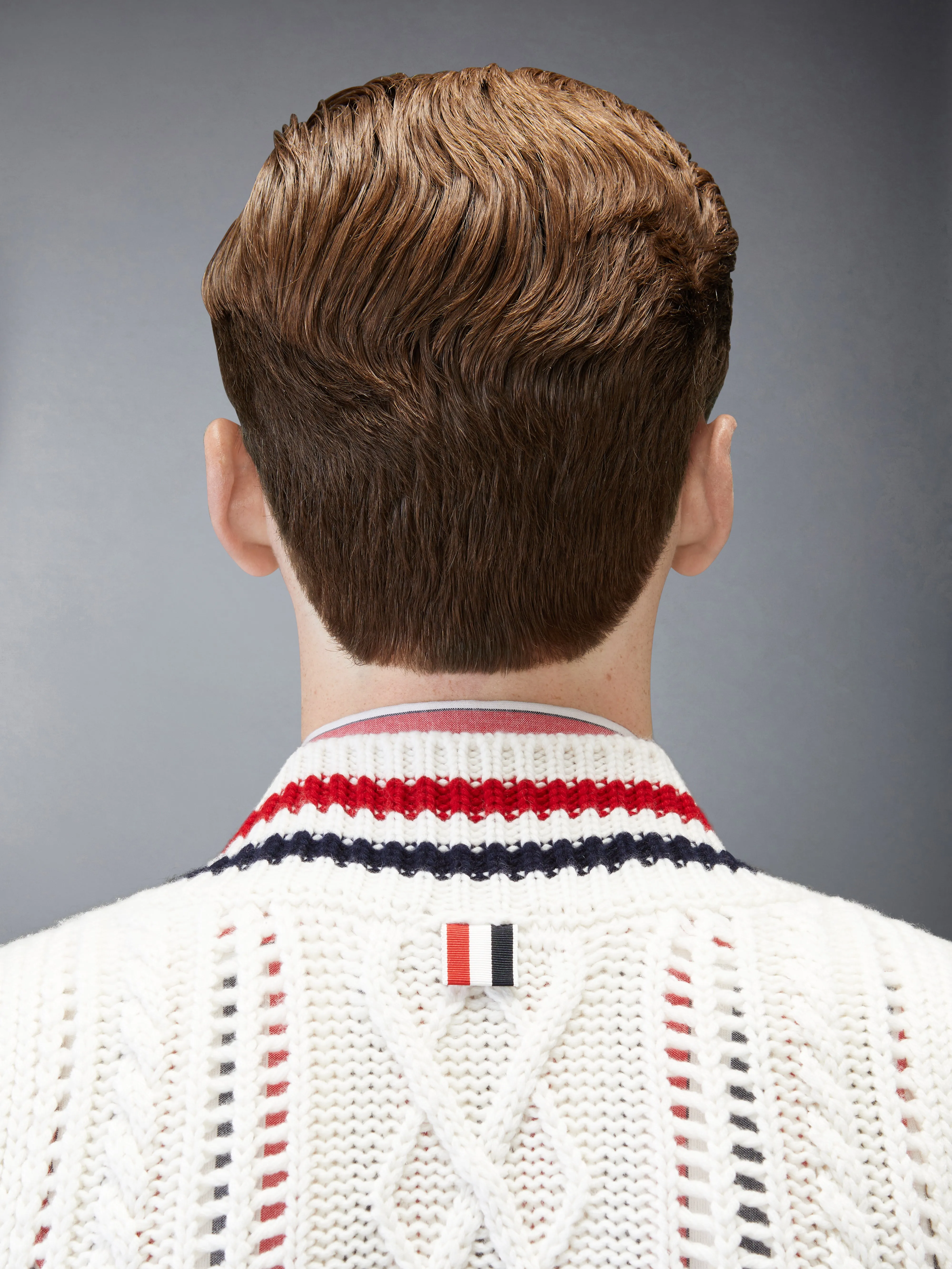 CHUNKY CASHMERE RWB STRIPE VEST sold by Thom Browne product image thumbnail 5