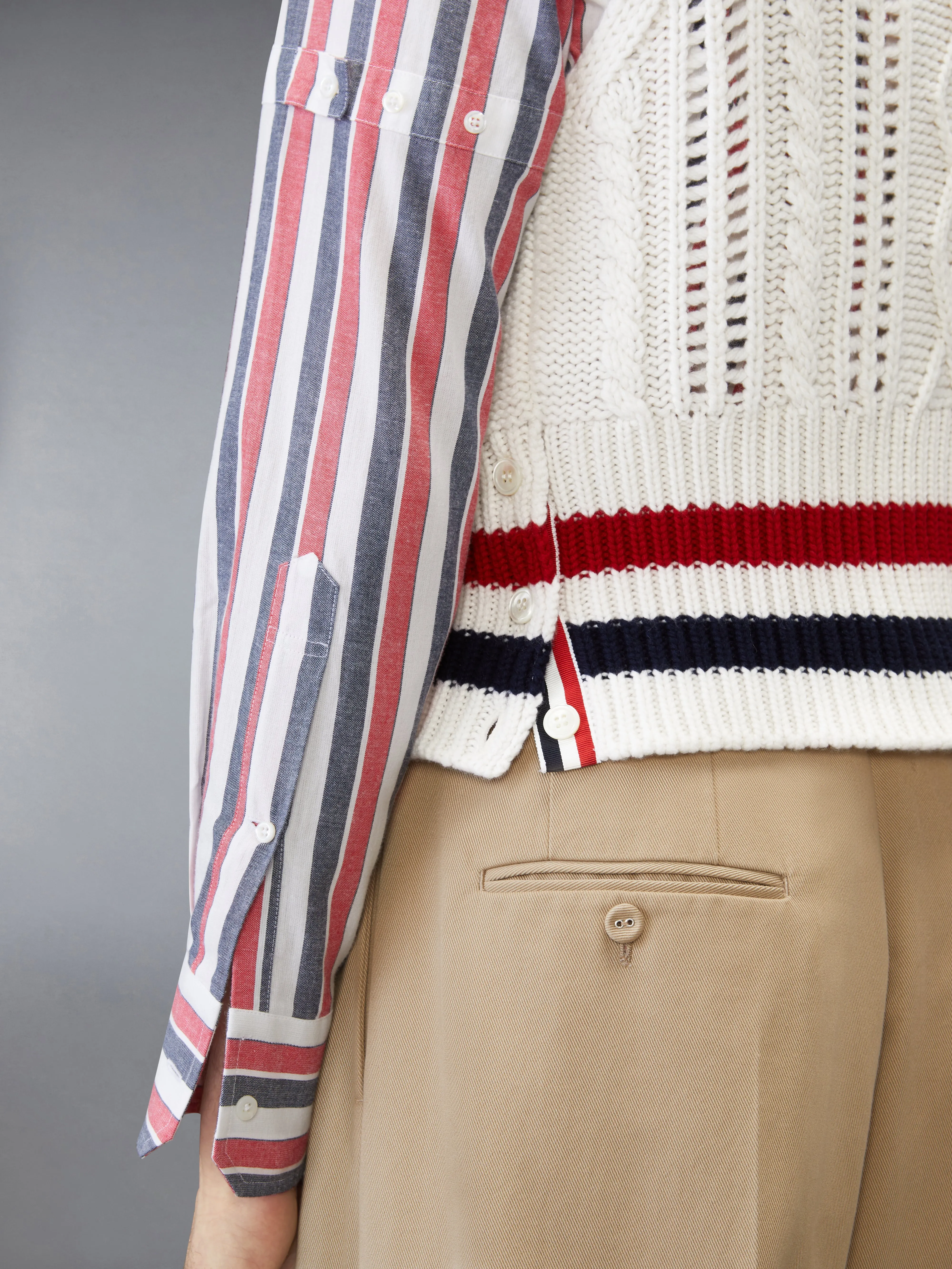 CHUNKY CASHMERE RWB STRIPE VEST sold by Thom Browne product image thumbnail 4